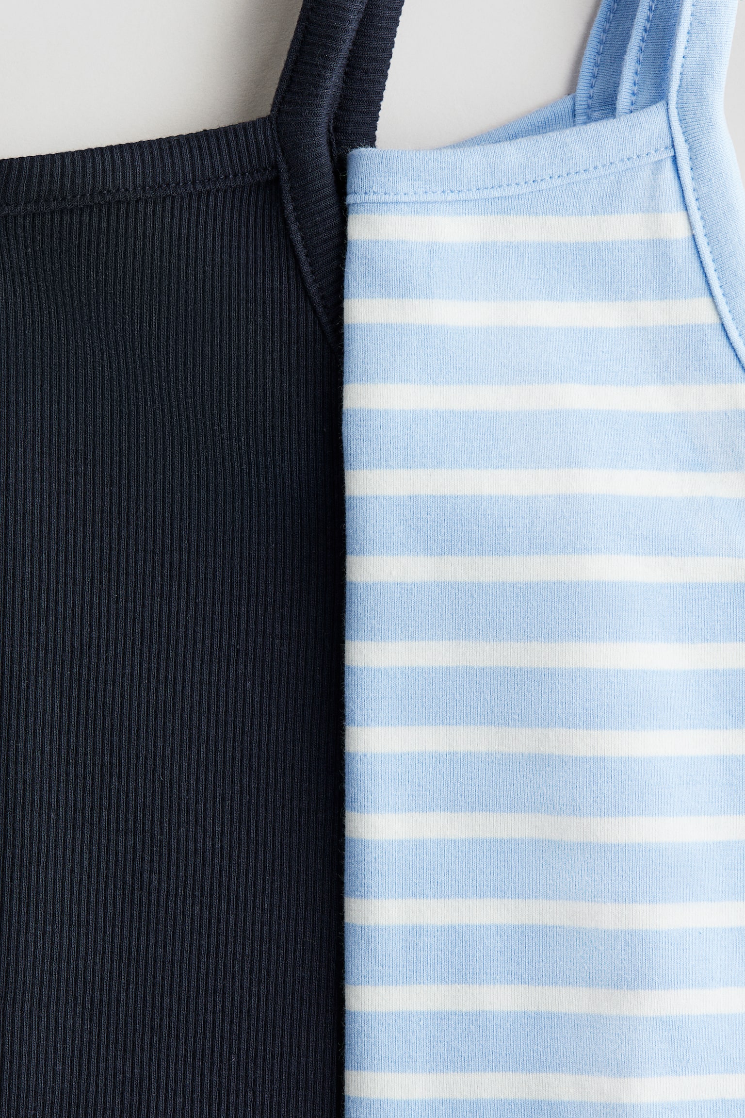 2件入棉質細肩帶上衣 - 海軍藍/淺藍色/淺紫色/米色/淺粉紅色/淺灰混色 - 2