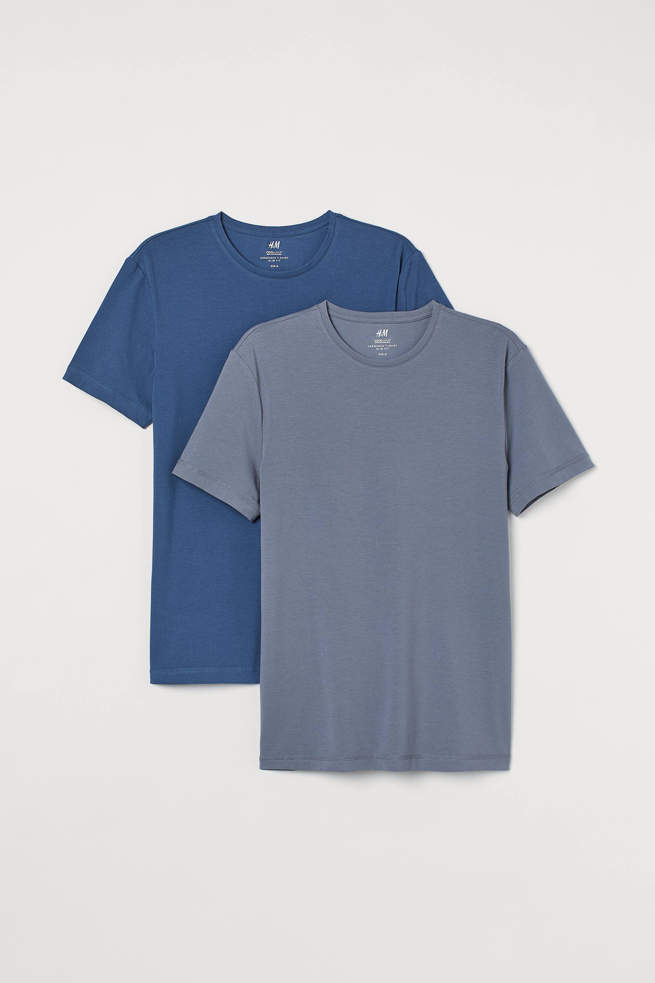 Se større billede: 2-pak COOLMAX® T-shirt - Blå/Stålblå - HERRE | H&M DK 1