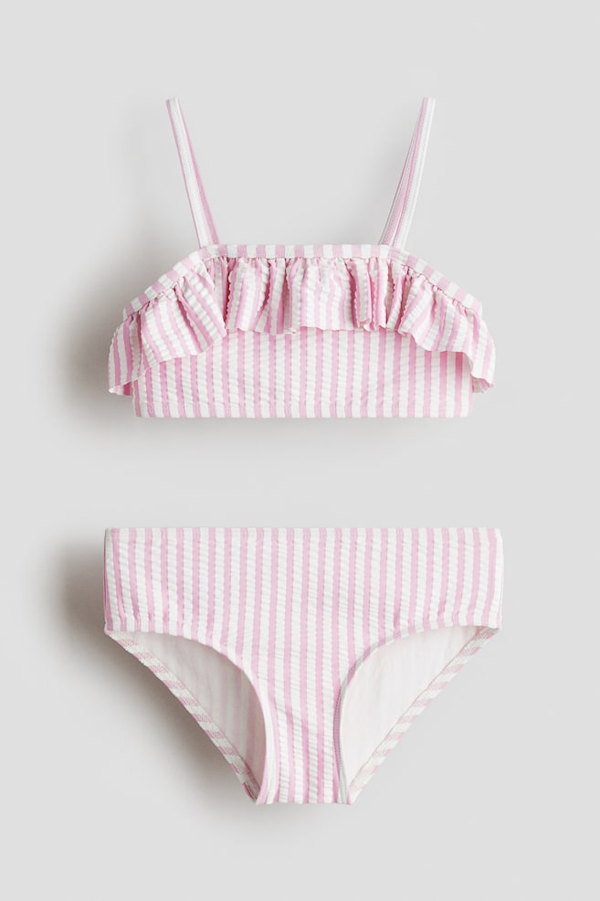Frill-trimmed bikini - Light pink/White striped/Light blue/Striped/Light blue/White striped - 1