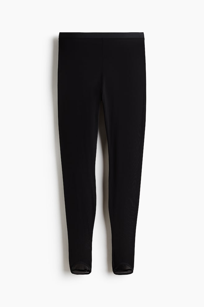 Sheer Stirrup Leggings - Black - 1