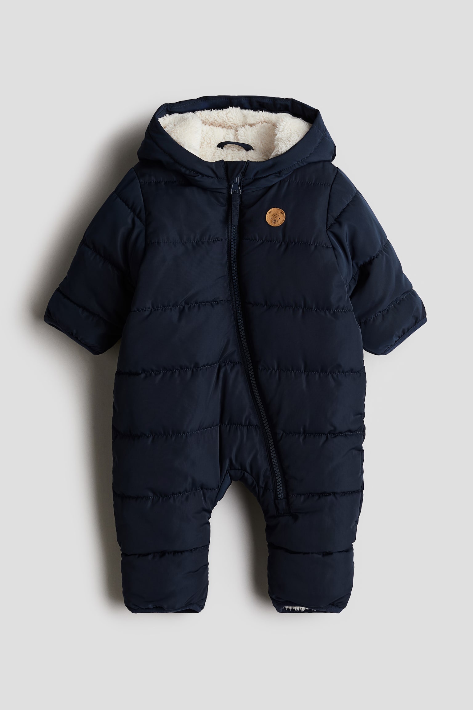 Pile-lined snowsuit - Navy blue/Light greige/Dusty green - 2