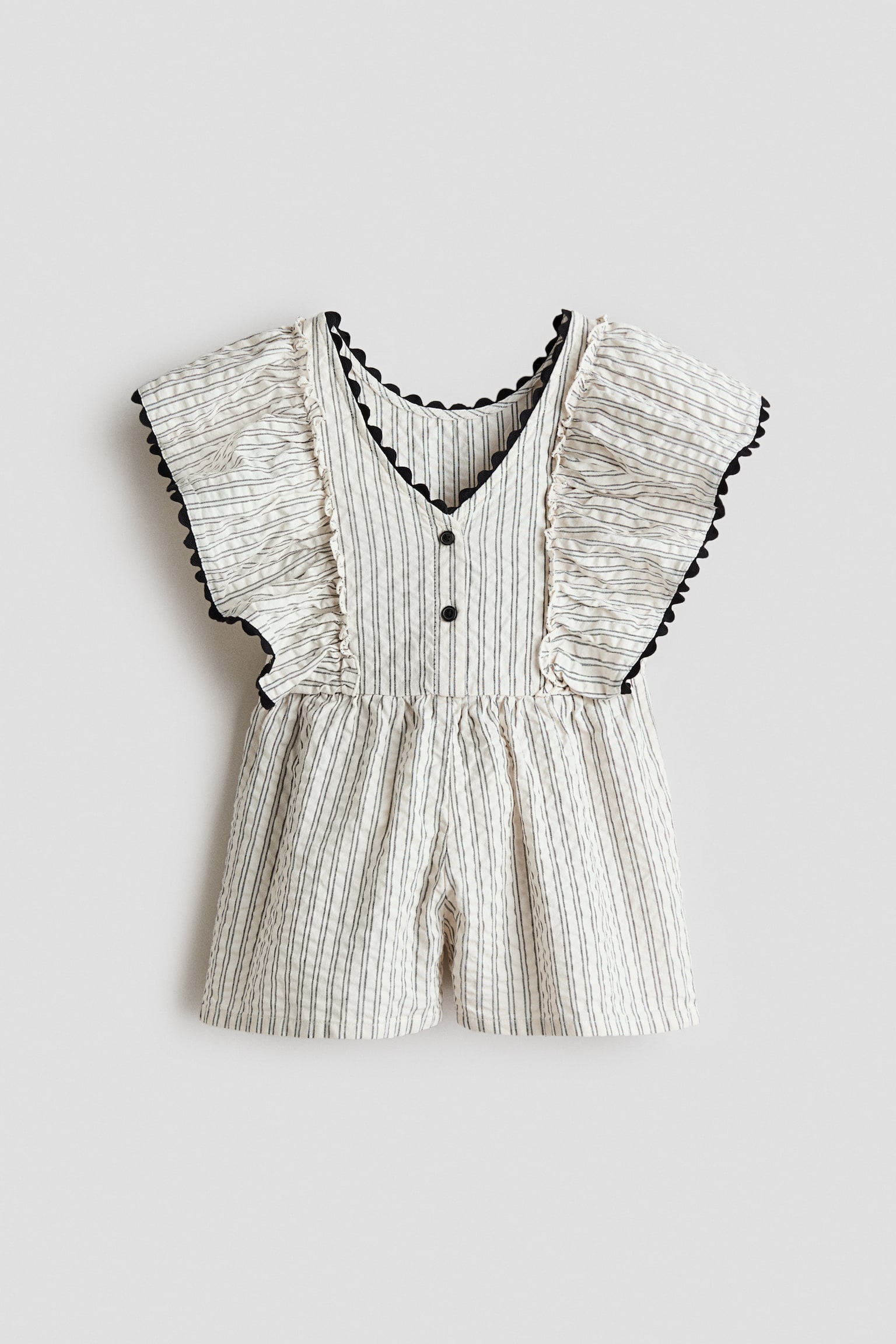 Cotton jumpsuit - Cream/Black striped - 2