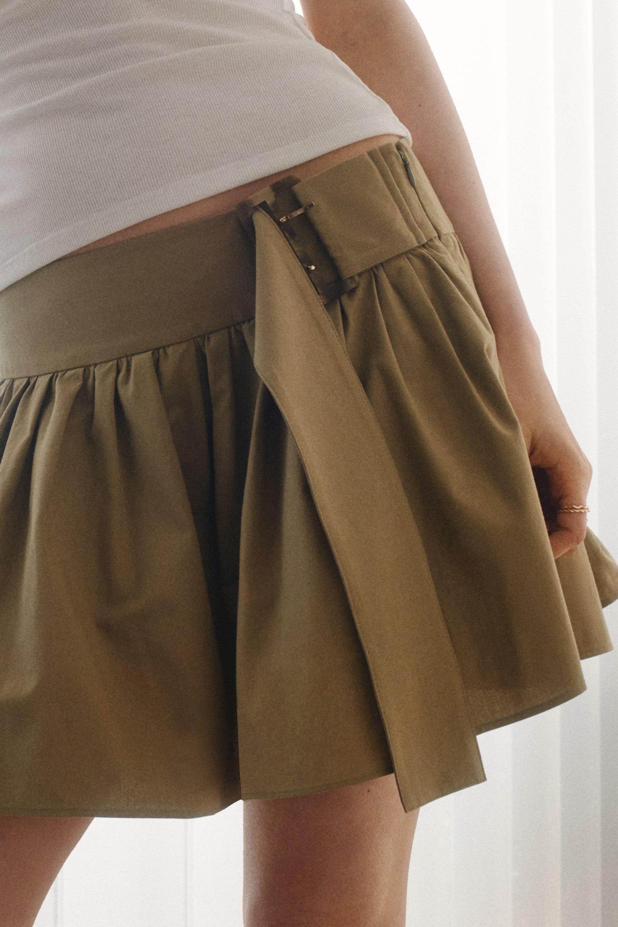 Flared Cotton Mini Skirt