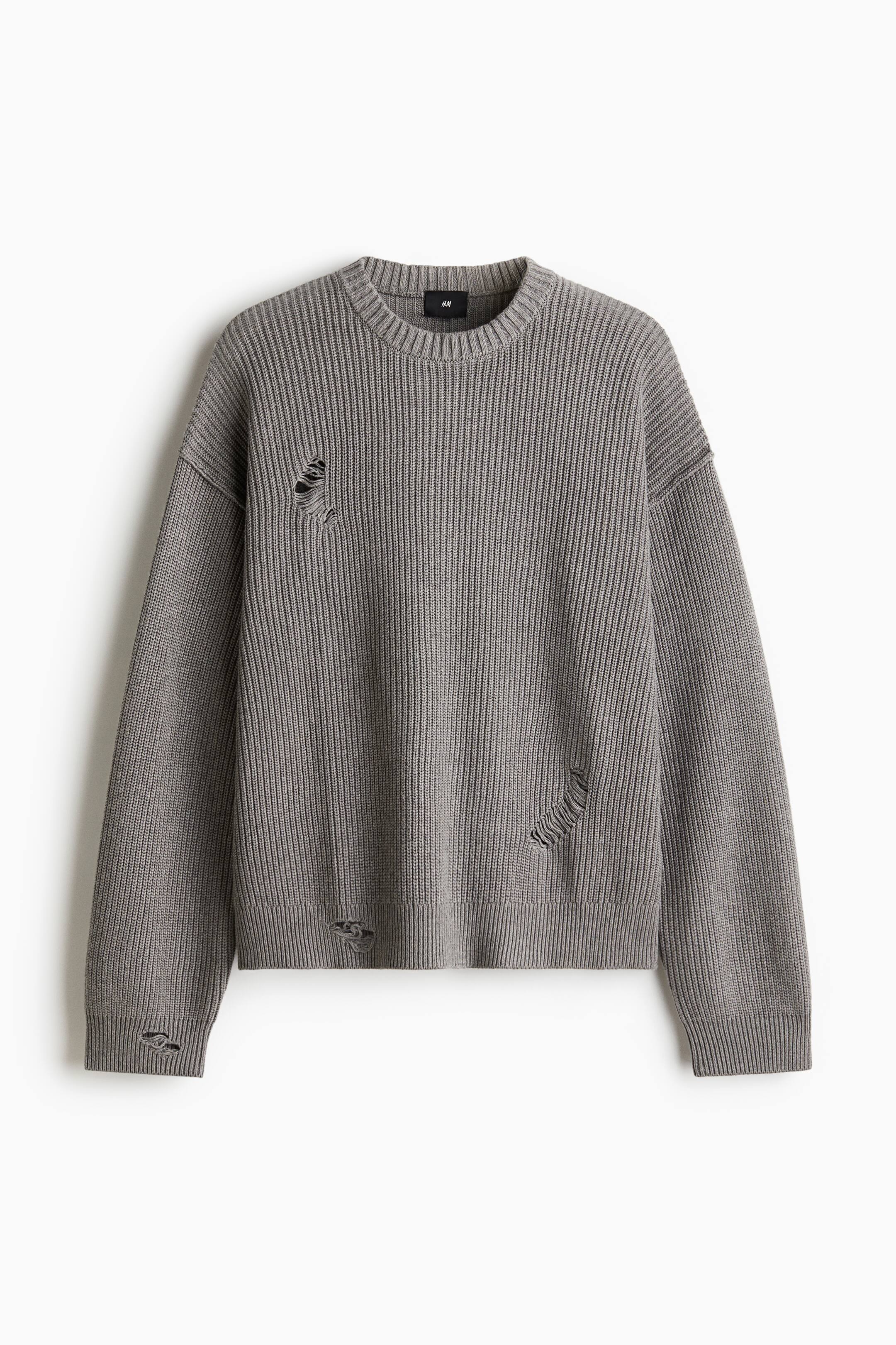 이미지 확대 보기: 디스트레스드 스웨터 루즈핏 - 그레이 - Men | H&M KR 1