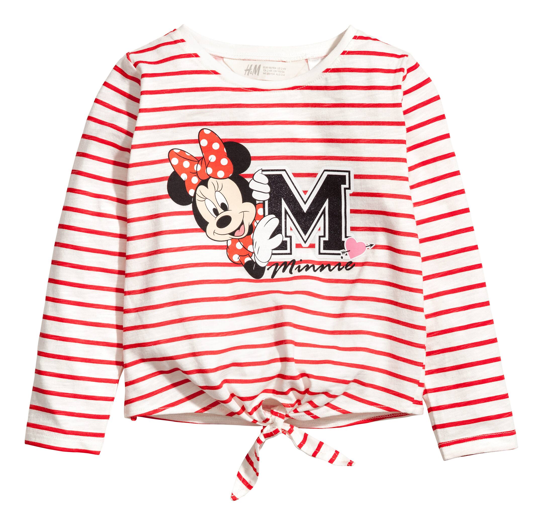 View larger image: Long-sleeved tie-hem top - Red/Minnie Mouse - Kids | H&M GB 1
