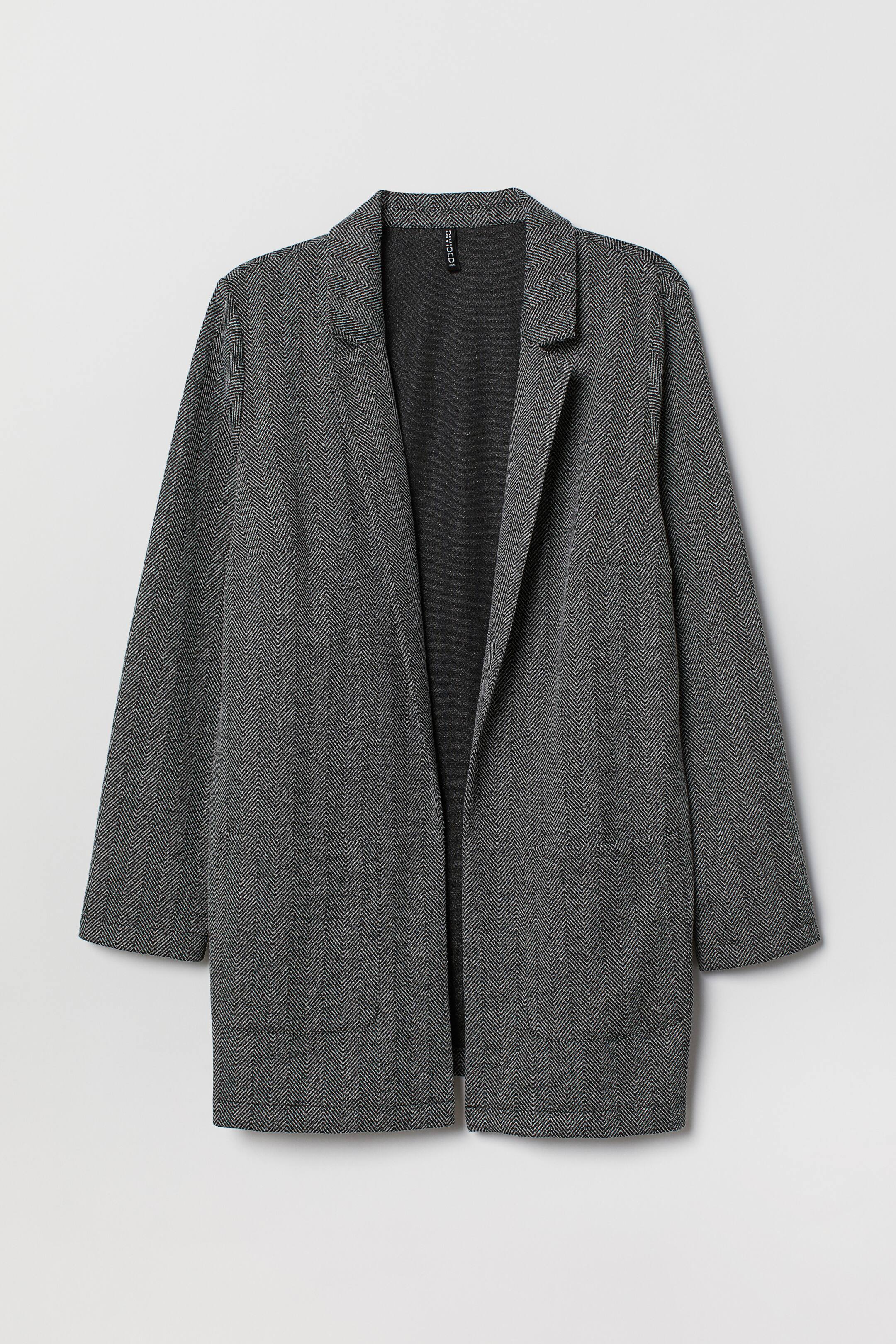 View larger image: H&M+ Long jacket - Black/Herringbone-patterned - Ladies | H&M 1