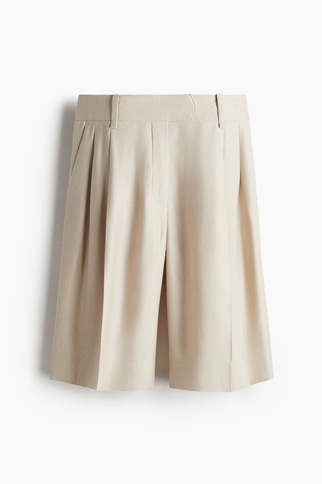 Tailored Bermuda shorts - Light beige/White - 1