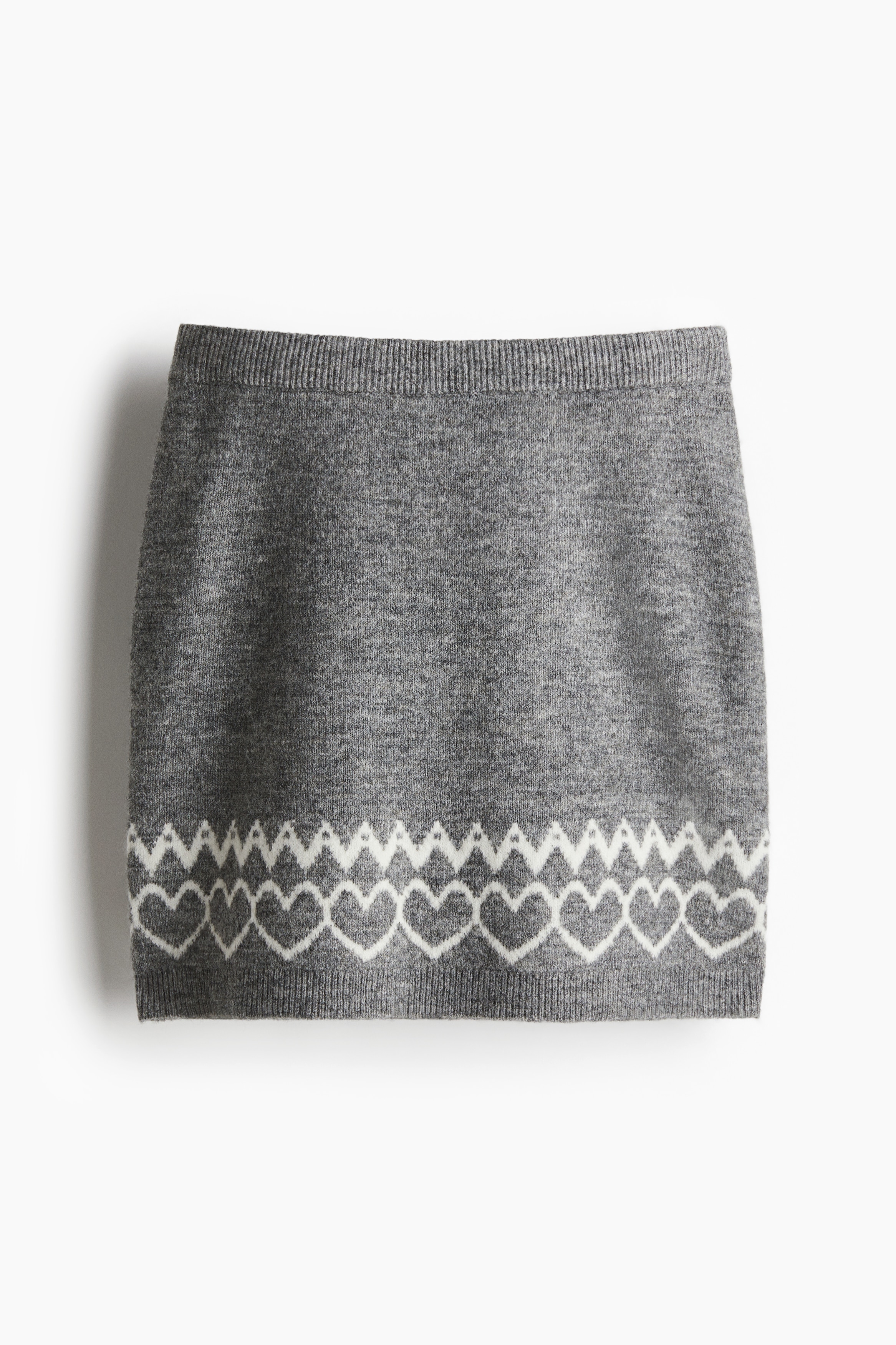 ジャカードニットミニスカート - グレーメランジ - レディース | H&M JP