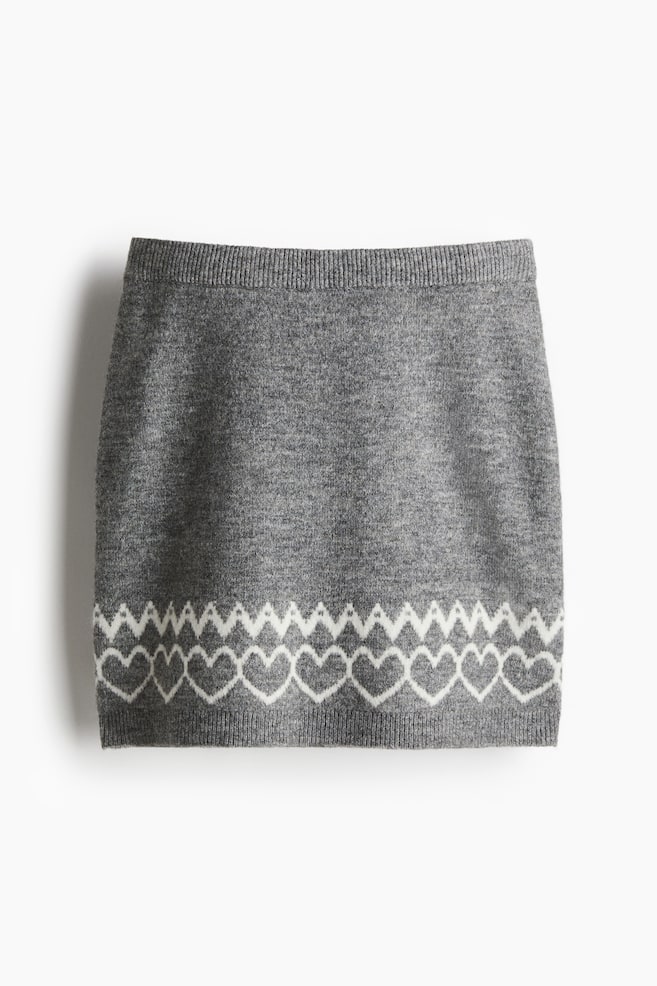 Jacquard-knit mini skirt - Grey marl - 1