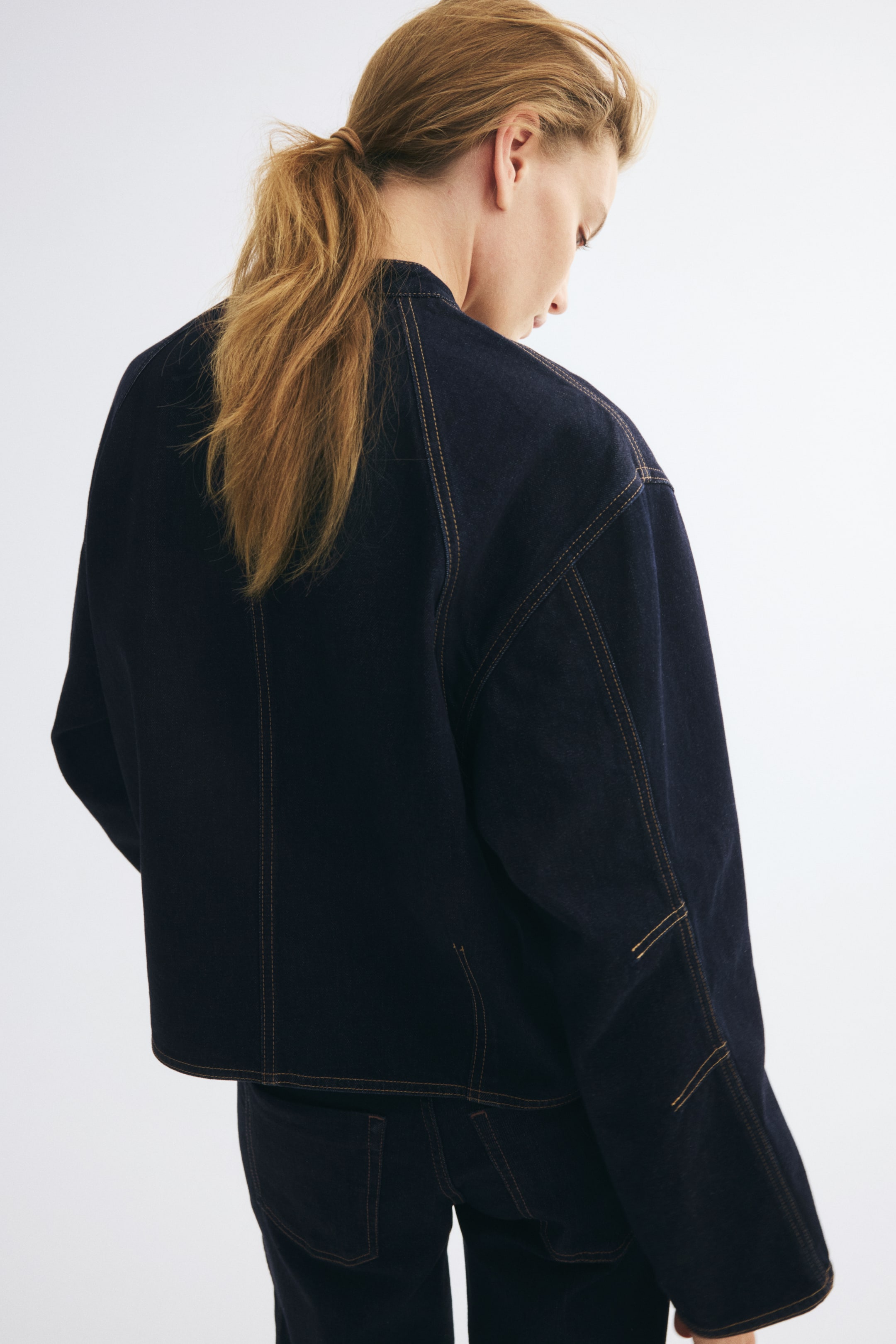 Knot-Button Denim Jacket
