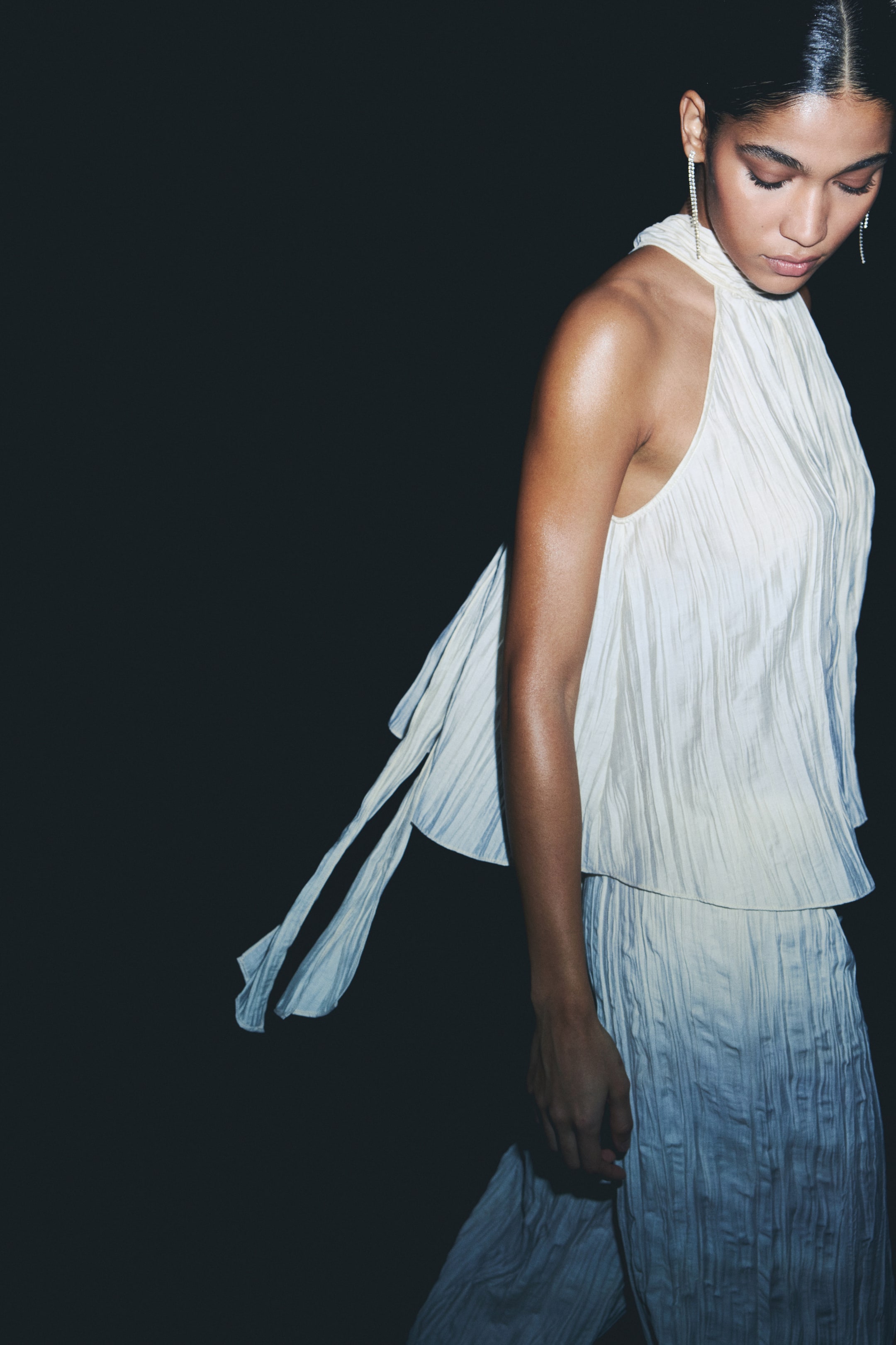 View larger image: Crinkled halterneck top - Cream - Ladies | H&M AU 2