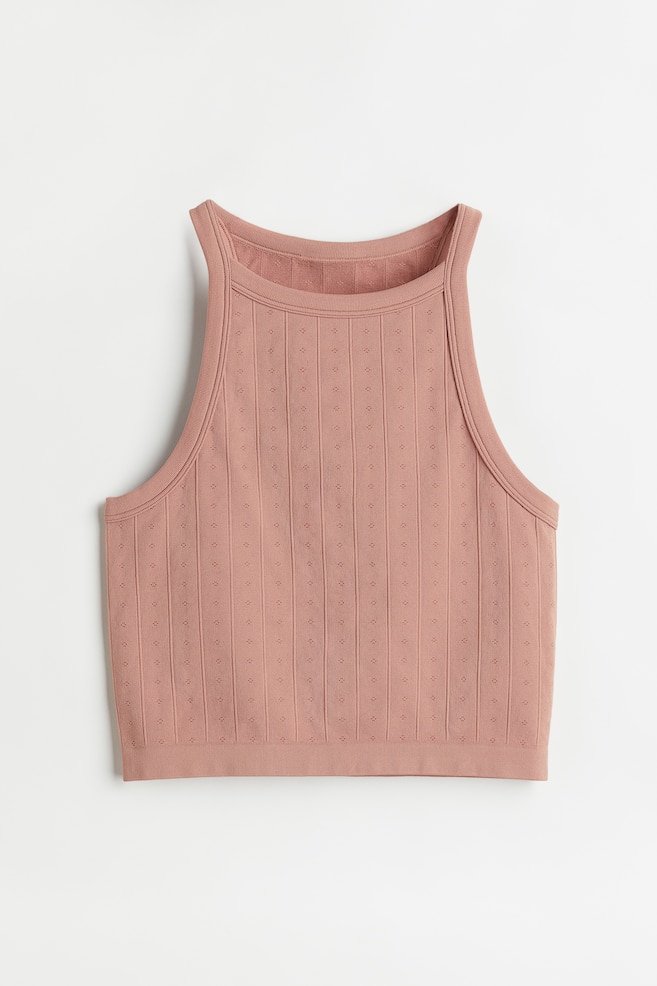 Seamless pointelle jersey top - Old rose - 1