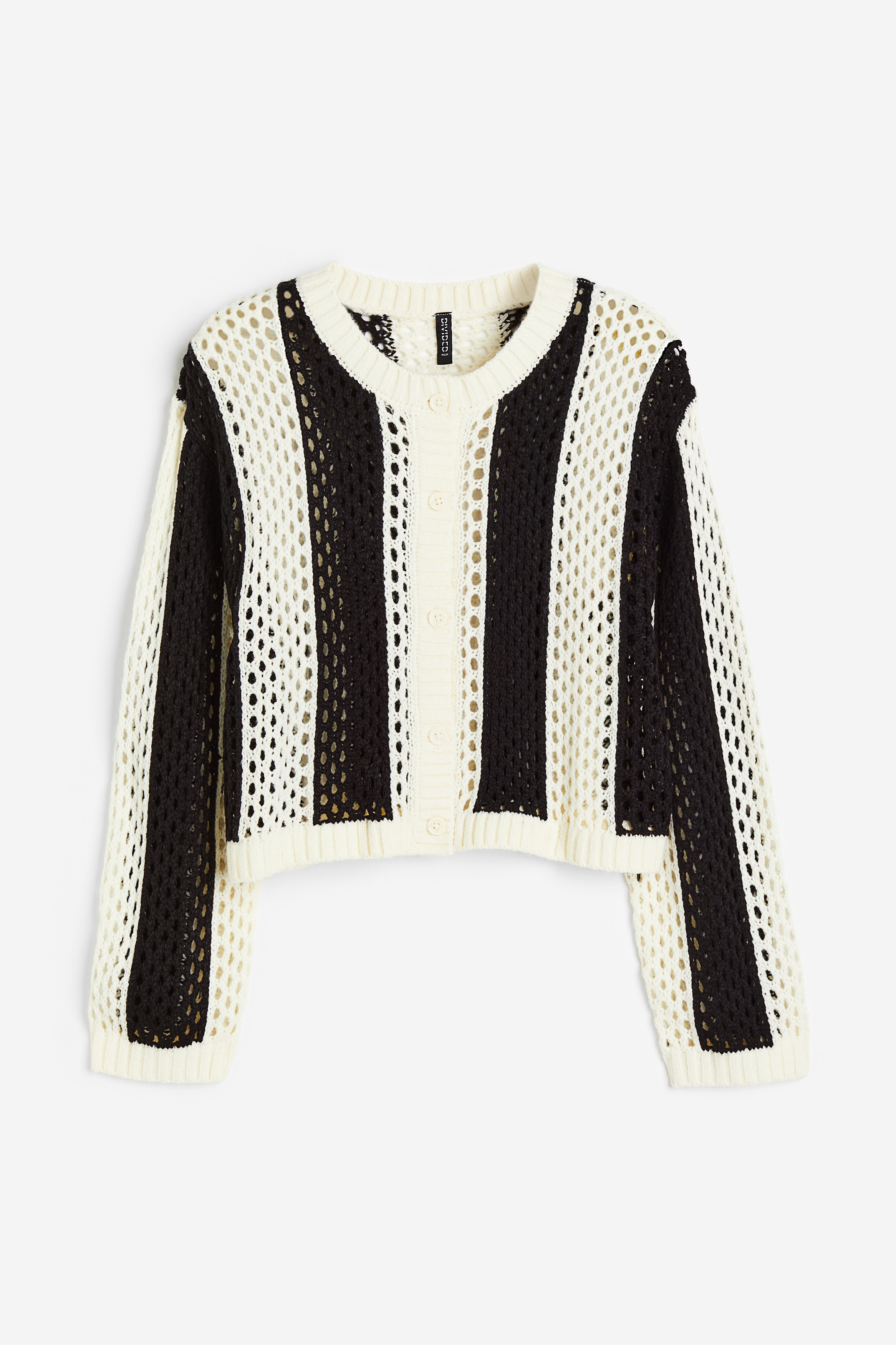 Hole Knit Cardigan - Cream/Stripe - Ladies | H&M AU Hole Knit Cardigan - Cream/Stripe - Ladies | H&M AU
