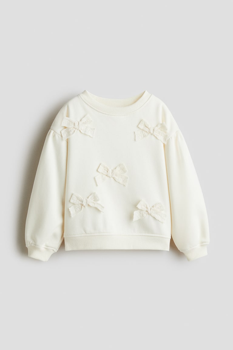 Appliquéd brushed-inside sweatshirt