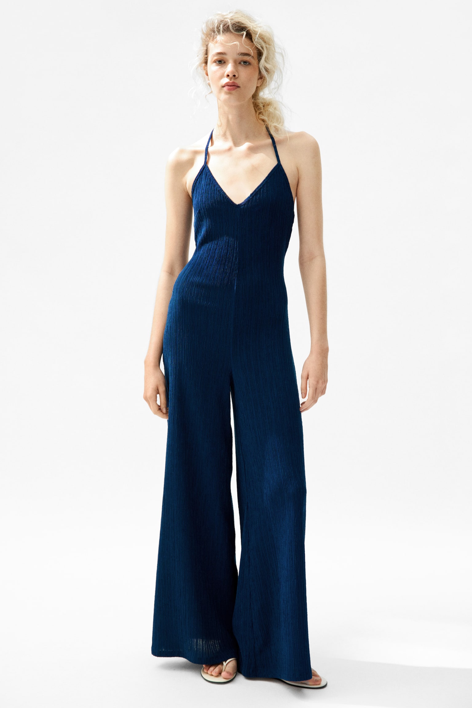 Halterneck jumpsuit - Dark blue/Black - 1