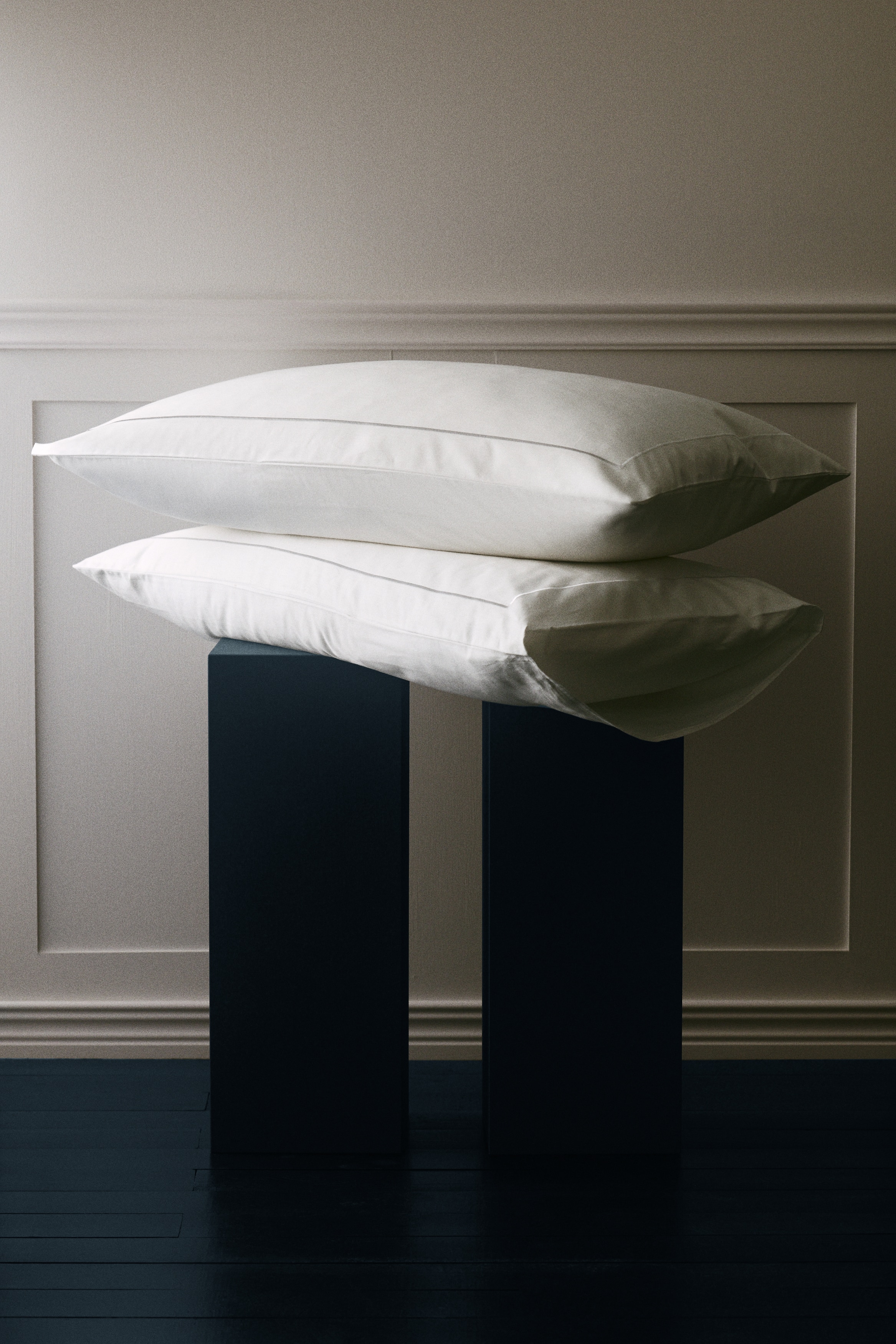 2-pack cotton sateen pillowcases - White/Light mole/Powder pink