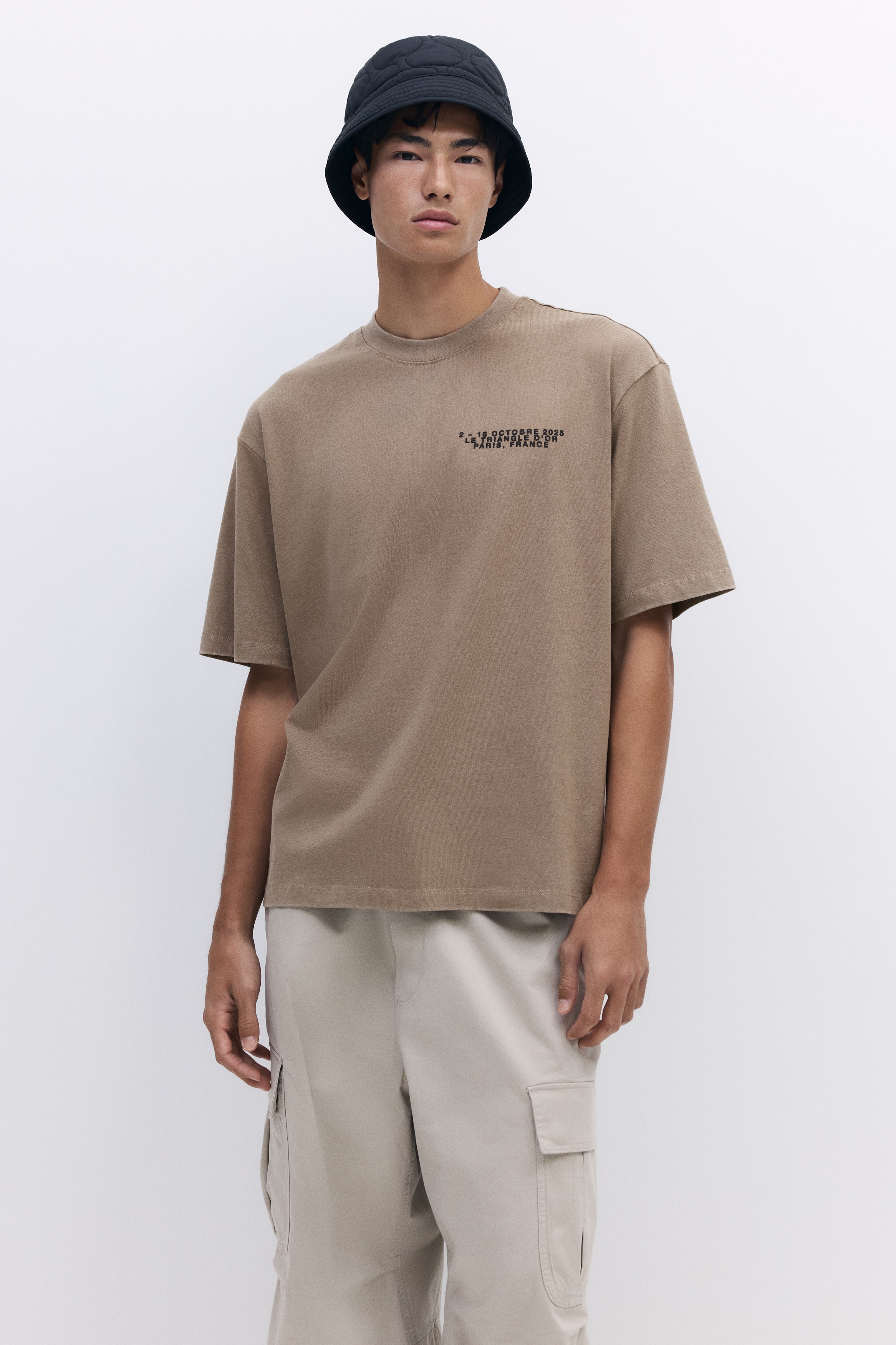 Loose-Fit Washed T-Shirt - Dark beige/Le Triangle d'Or - Men