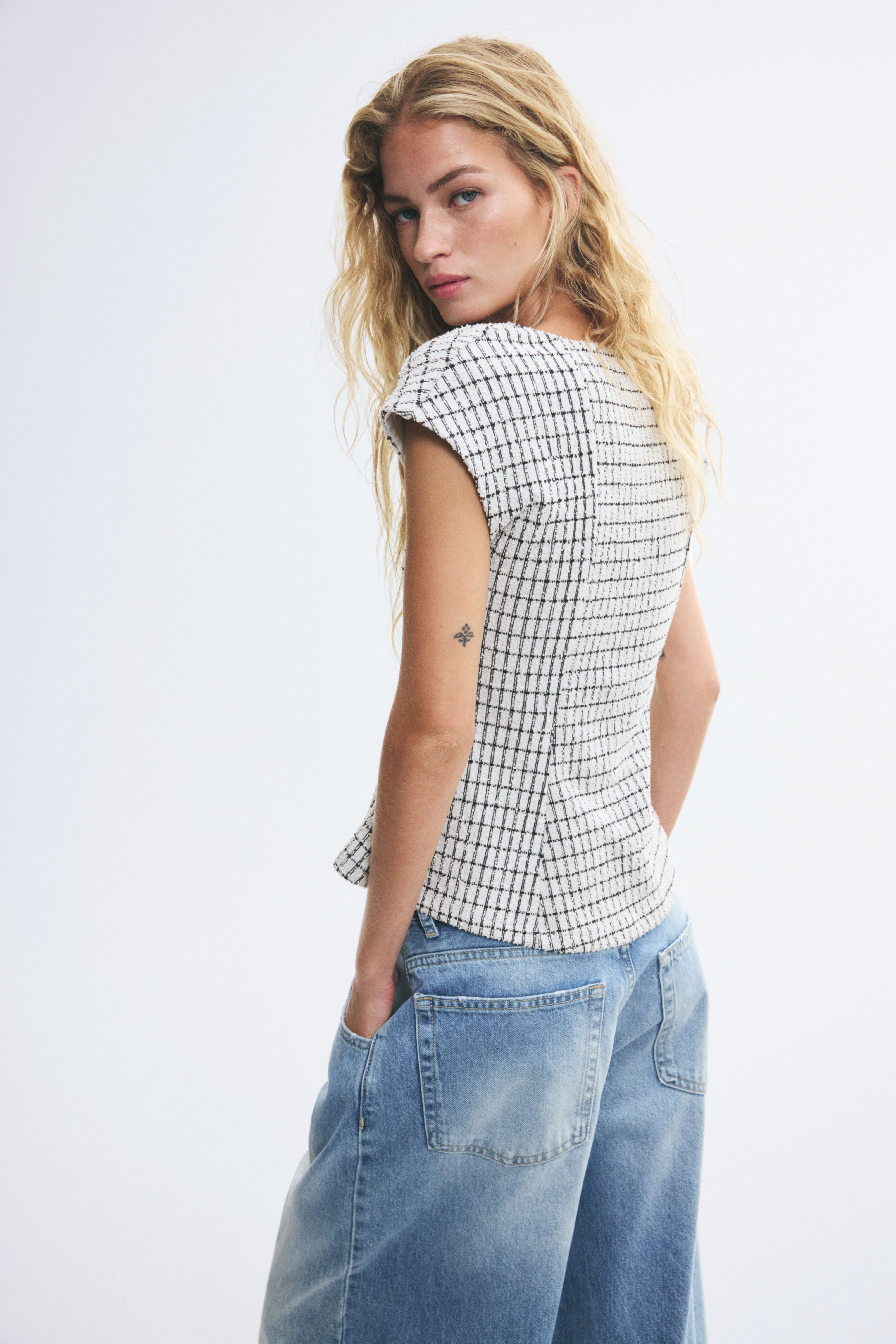 Textured Peplum Top