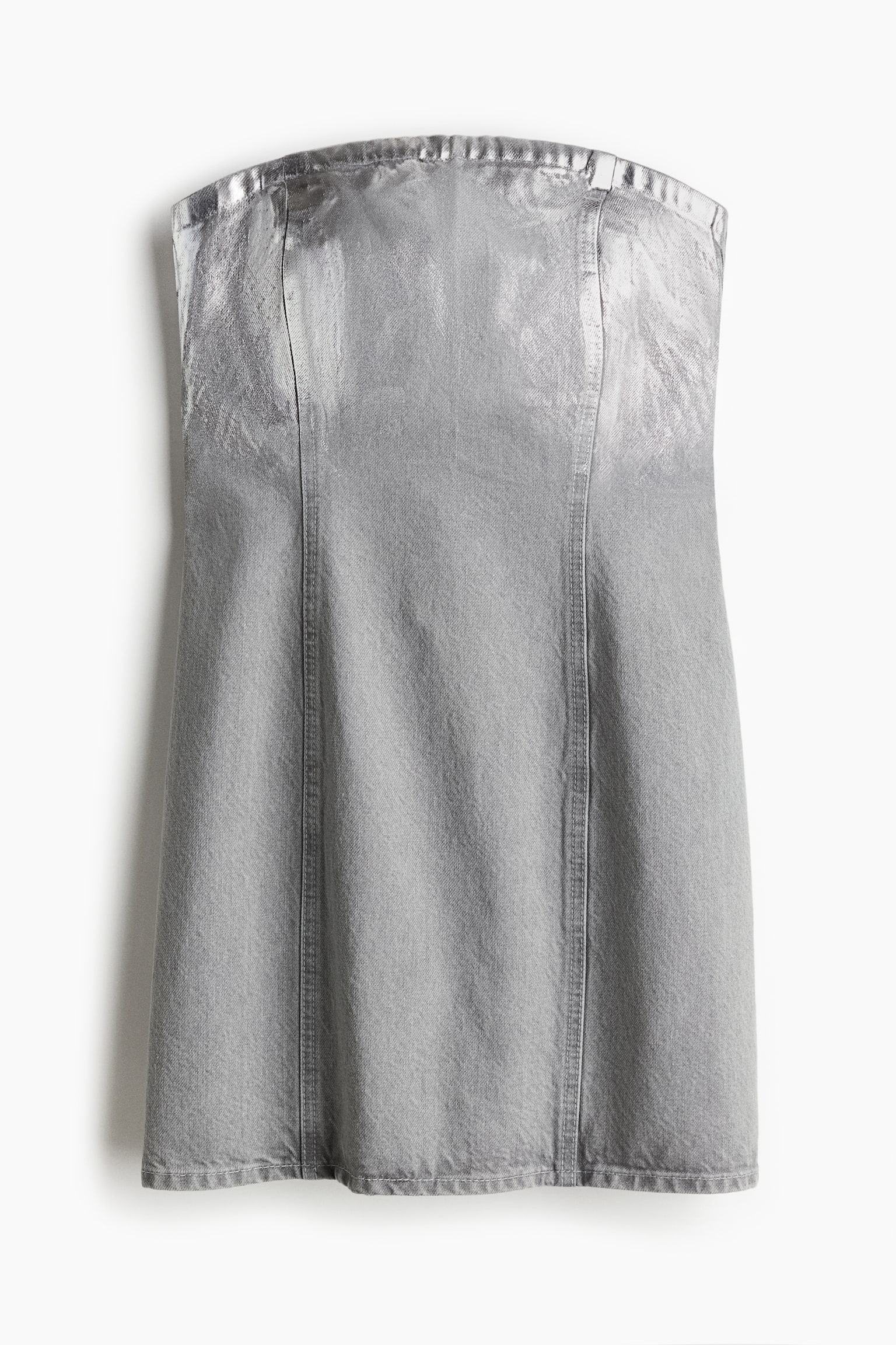 Shimmering bandeau denim dress - Light grey/Silver-coloured - 2