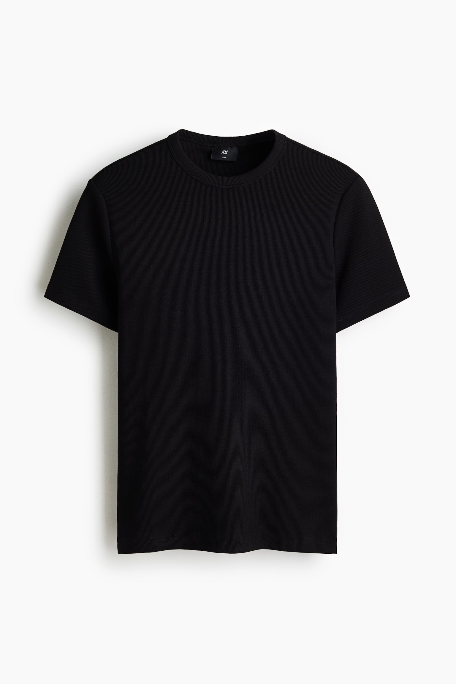 Ribanalı Tişört Slim Fit - Siyah/Beyaz/Açık gri kırçıllı