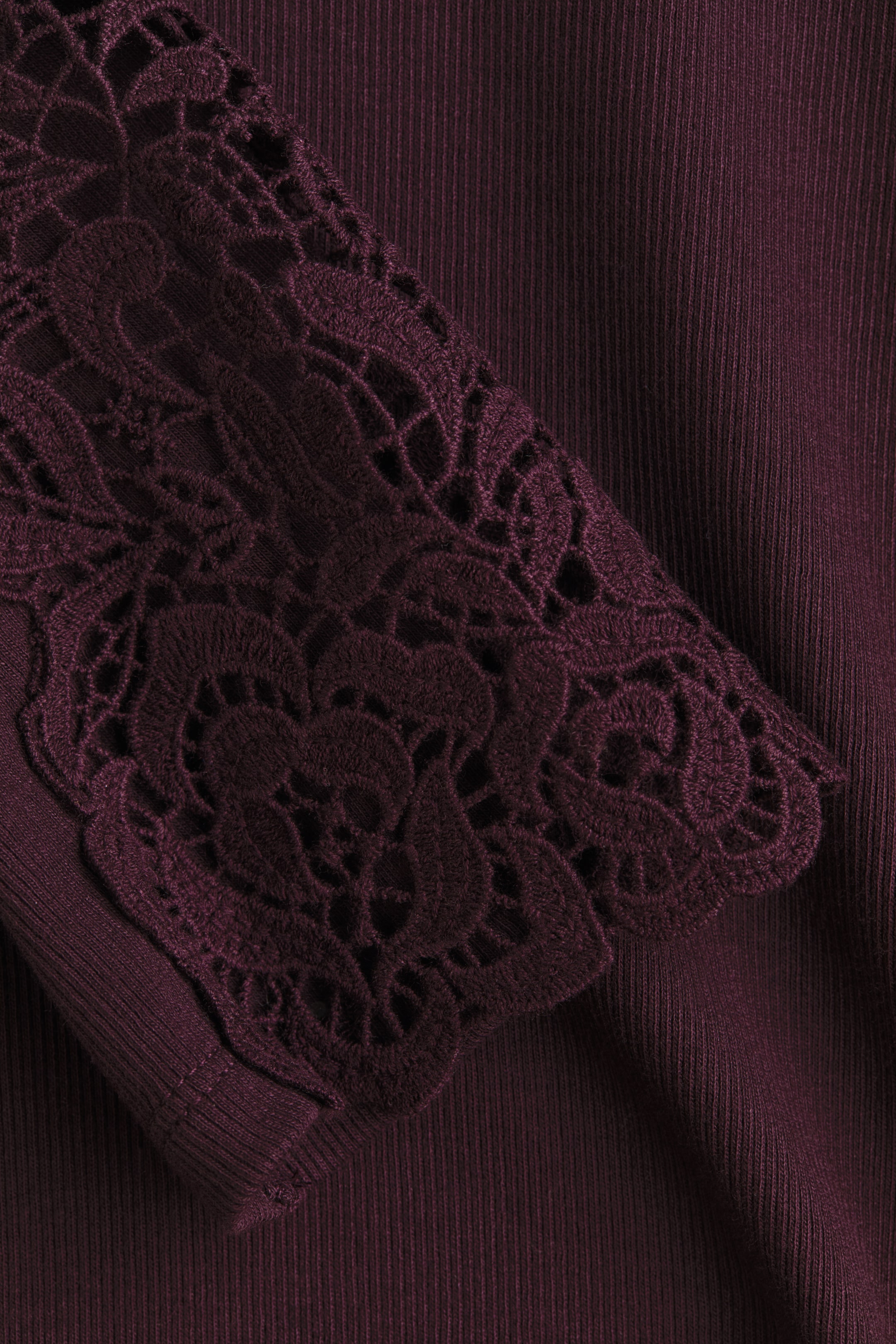 Boat-Neck Top with Lace Insets