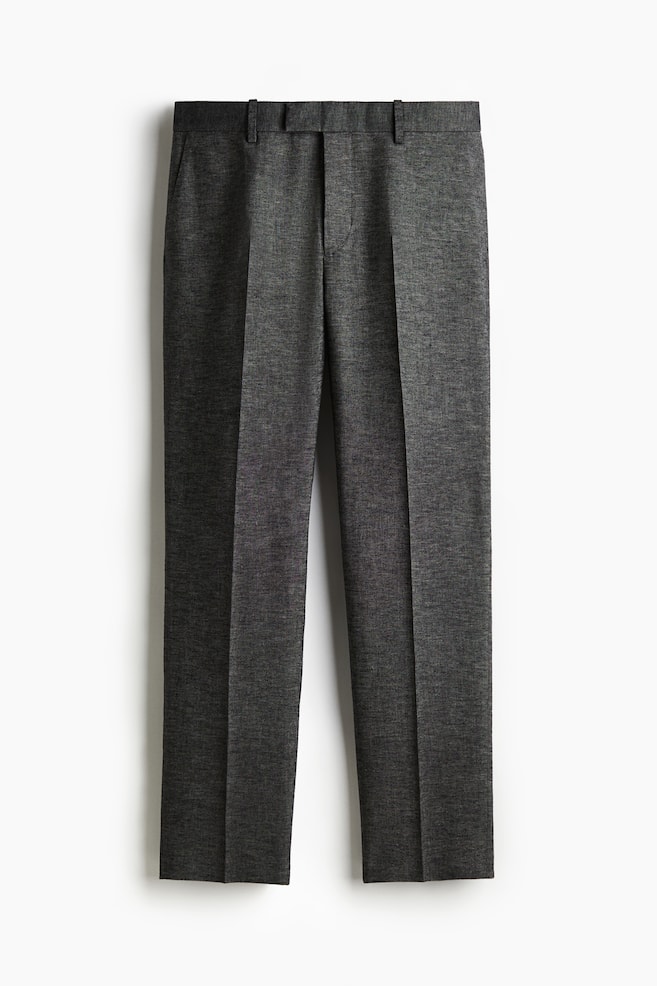Regular Fit Tailored linen-blend trousers - Dark grey/Light beige/Light beige - 1