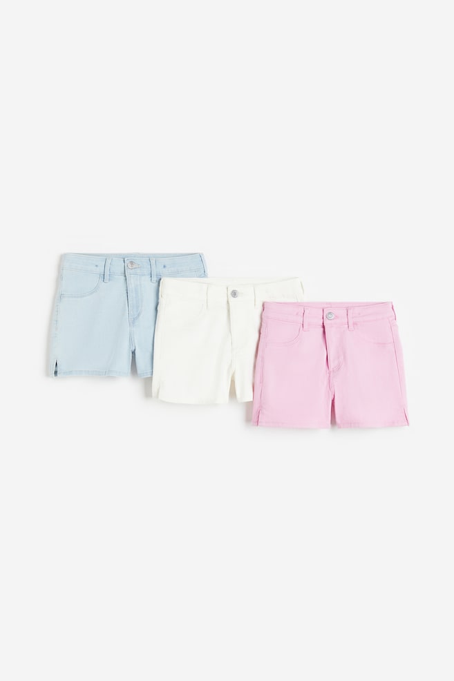 3-pack denim shorts - Light pink/Natural white/Light denim blue/Black - 1