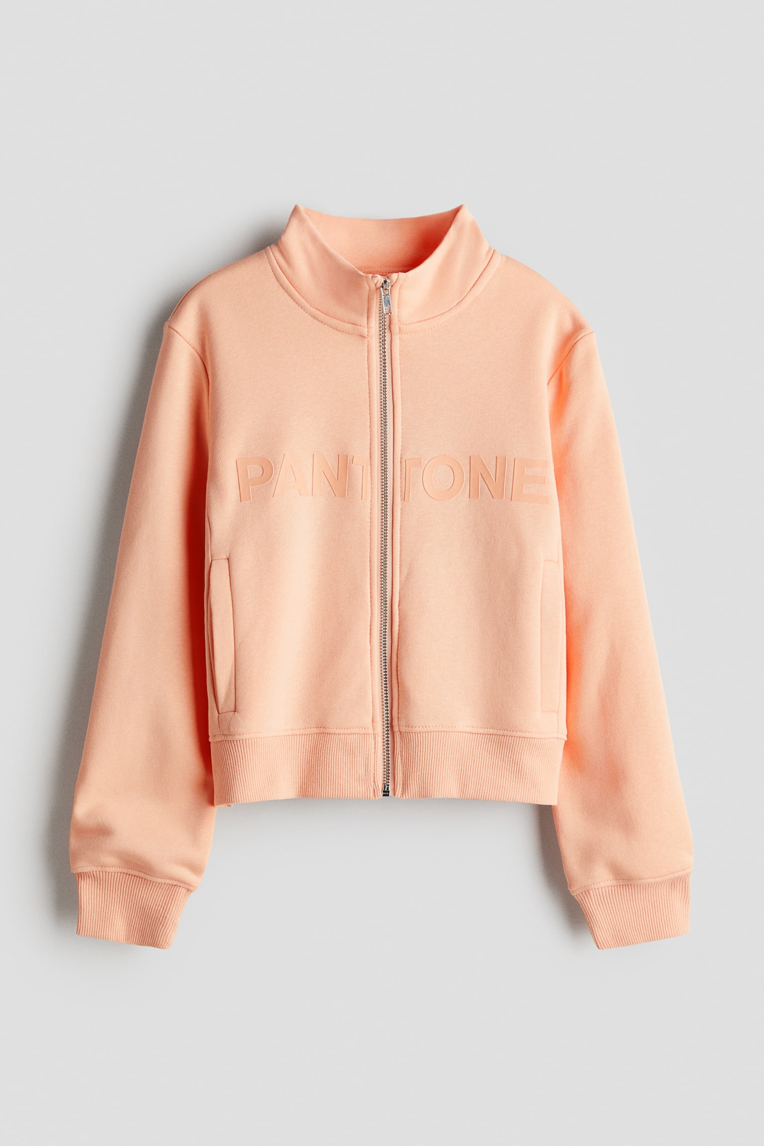 Embossed-print zip-through jacket - Peach/Light grey/Light yellow - 1