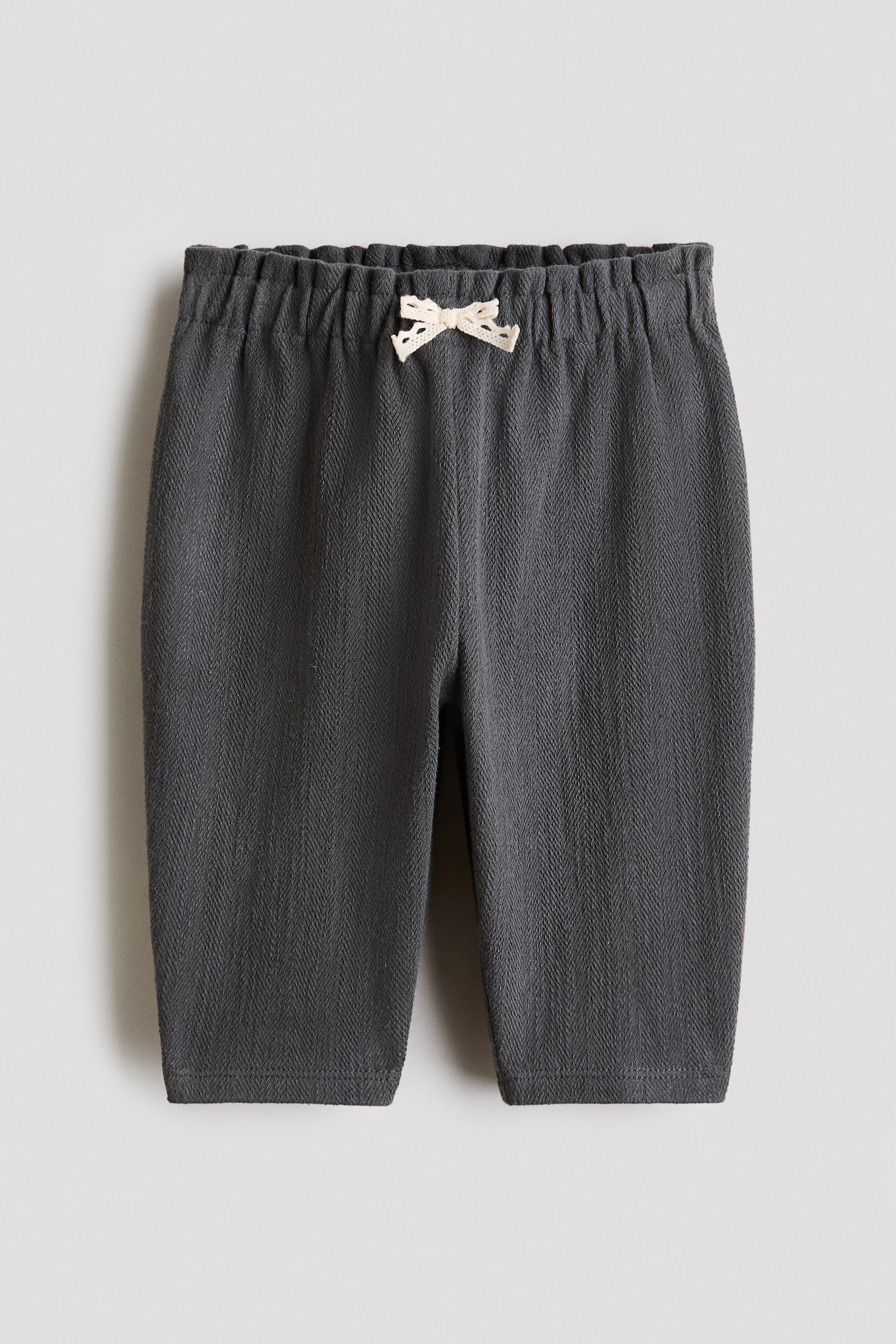Reljefne pamučne pantalone - Tamnosiva/Svetloružičasta/Svetlobež