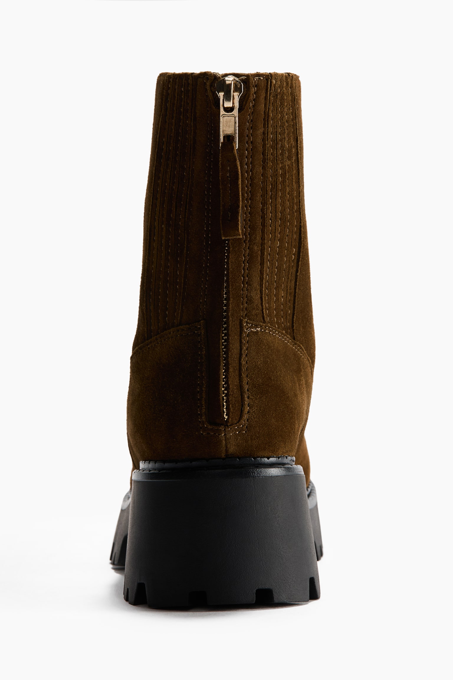 Женские ботинки H&M Chunky Leather Ankle, цвет: Тёмный хаки зелёный — фото 3