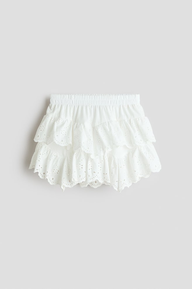 Baumwolljupe mit Broderie Anglaise - Weiss/Hellrosa/Schwarz/Hellblau - 1