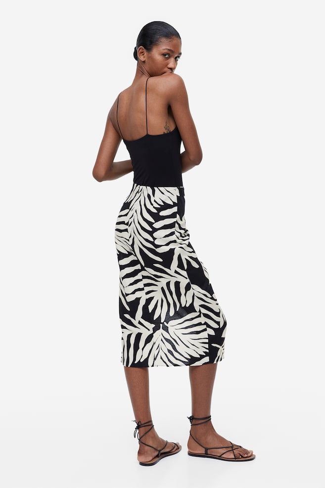 Linen-blend wrapover skirt - Black/Leaf-patterned/Cerise/Orchids/Light blue/Palm trees/Light beige/dc - 3