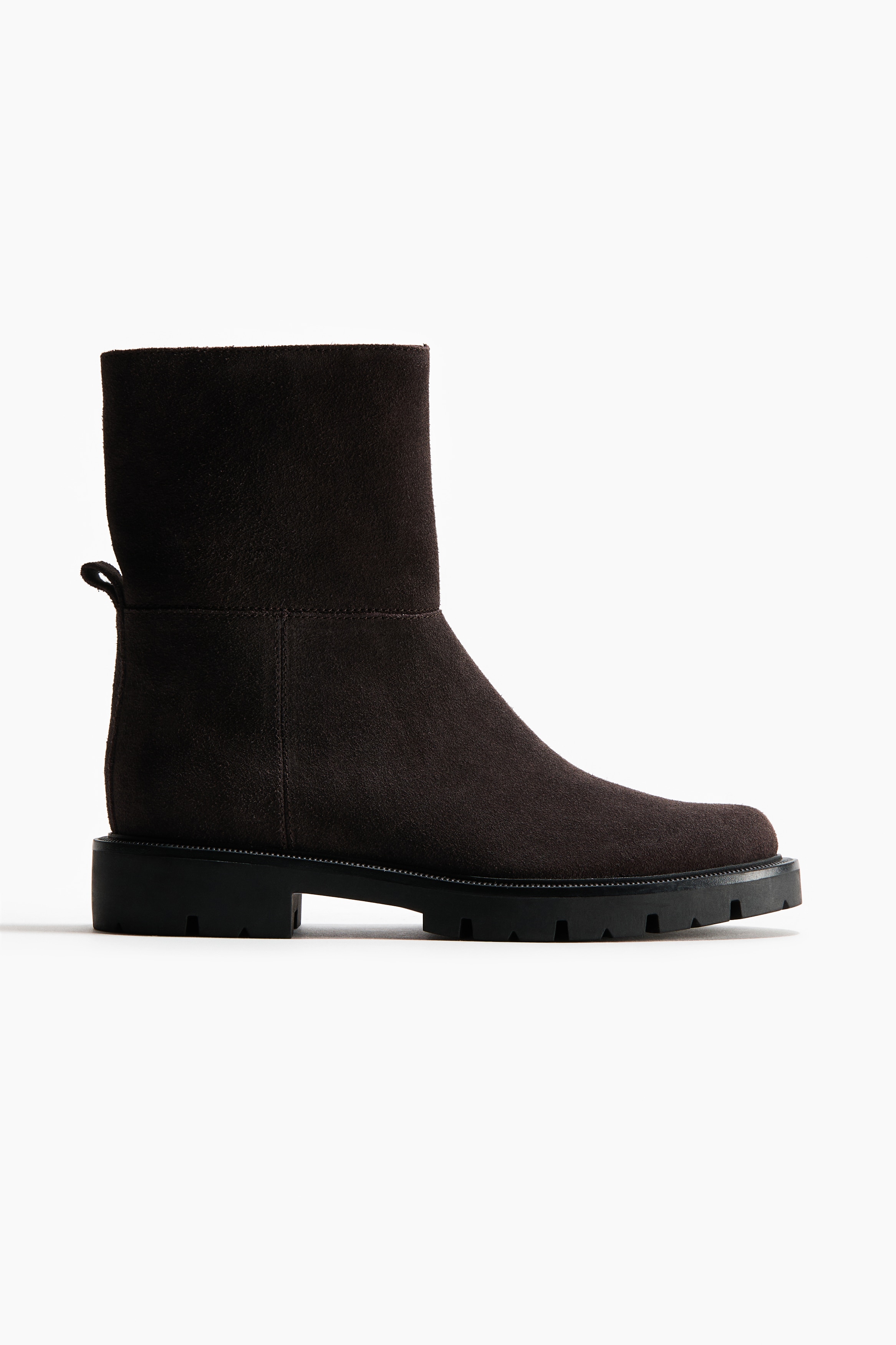 Split Suede Ankle Boots - Dark brown