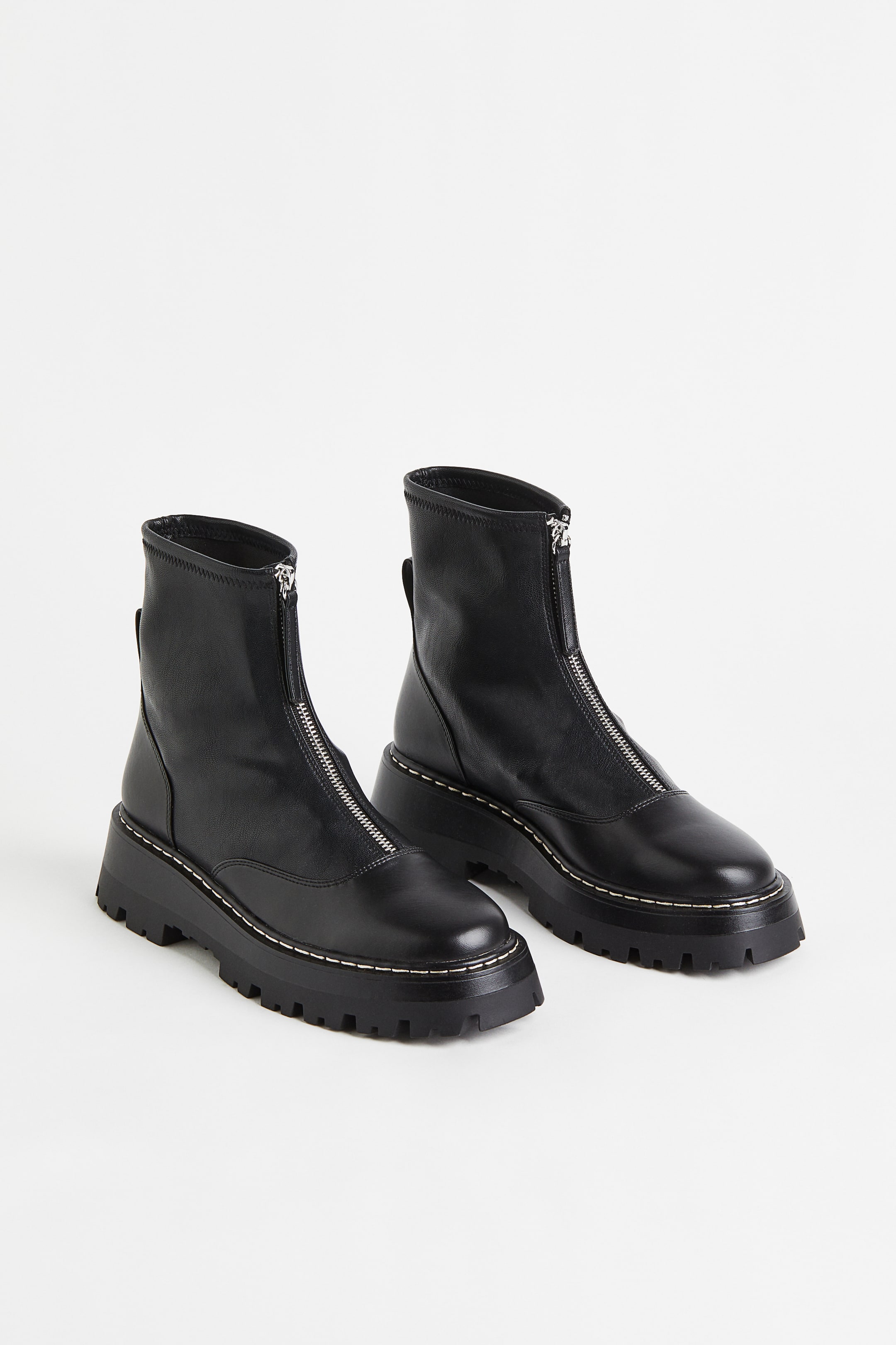 Chunky zip-front boots - Low heel - Black - Ladies | H&M GB