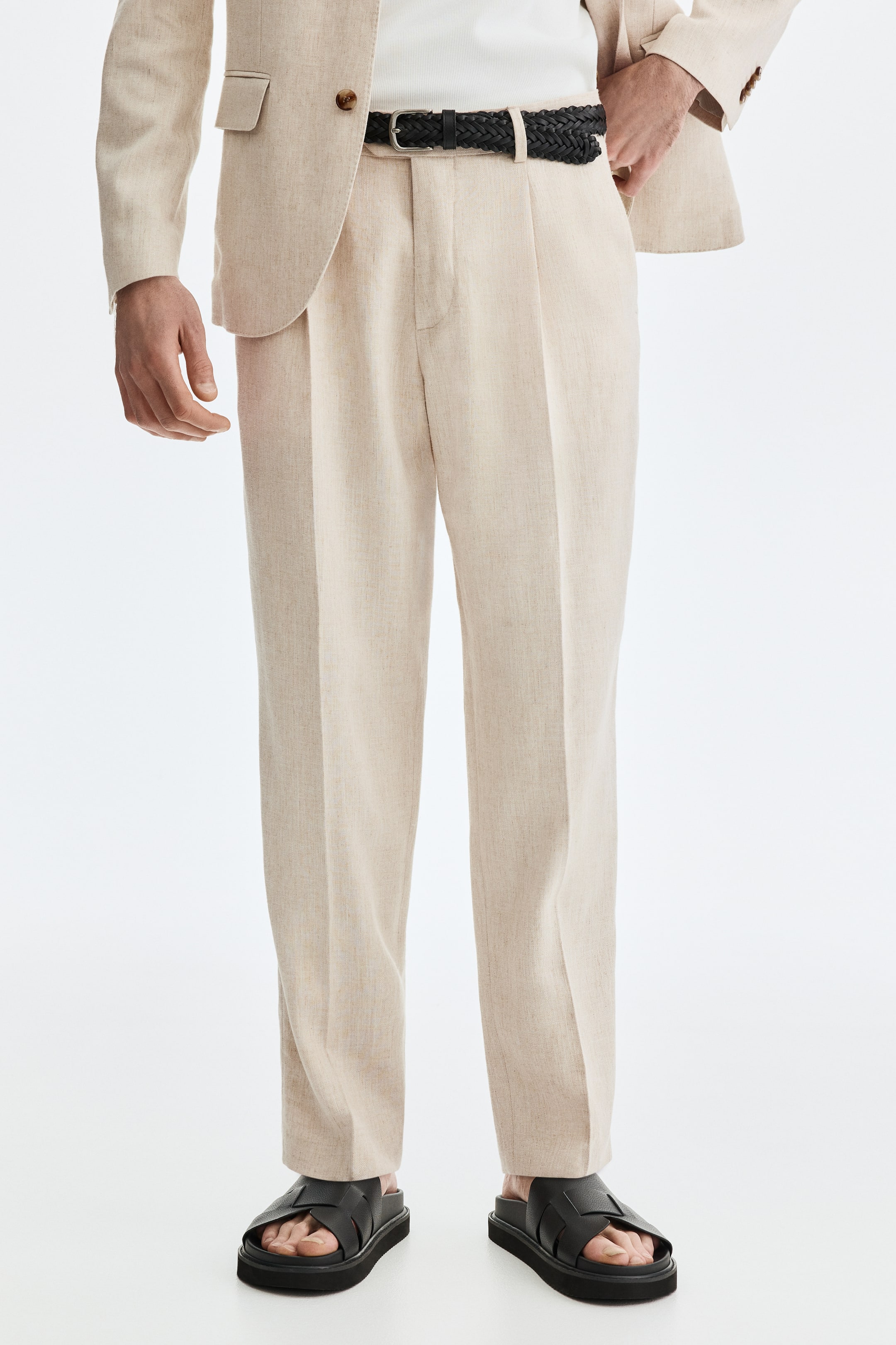 Мужские брюки H&M Regular-Fit Tailored Linen-Blend Pants — фото 4