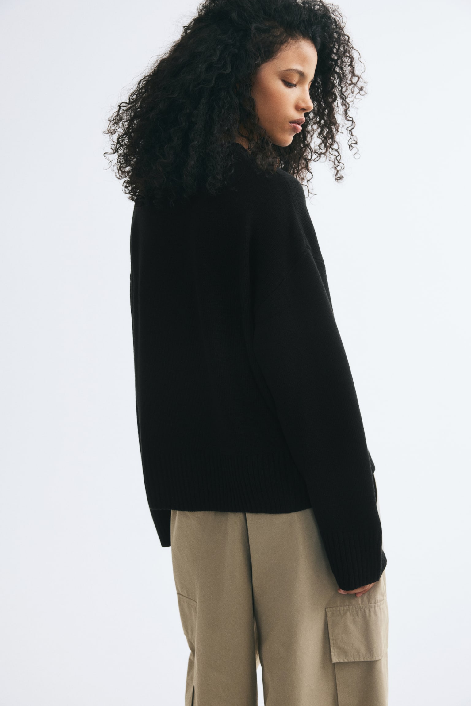 Женский свитер H&M Relaxed-Fit, цвет: Чёрный — фото 4