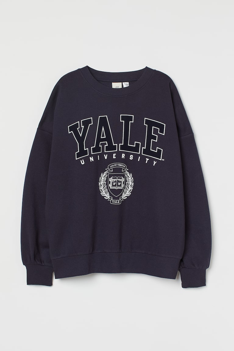 Sweatshirt with Printed Design - Dark blue/Yale - Ladies | H&M US