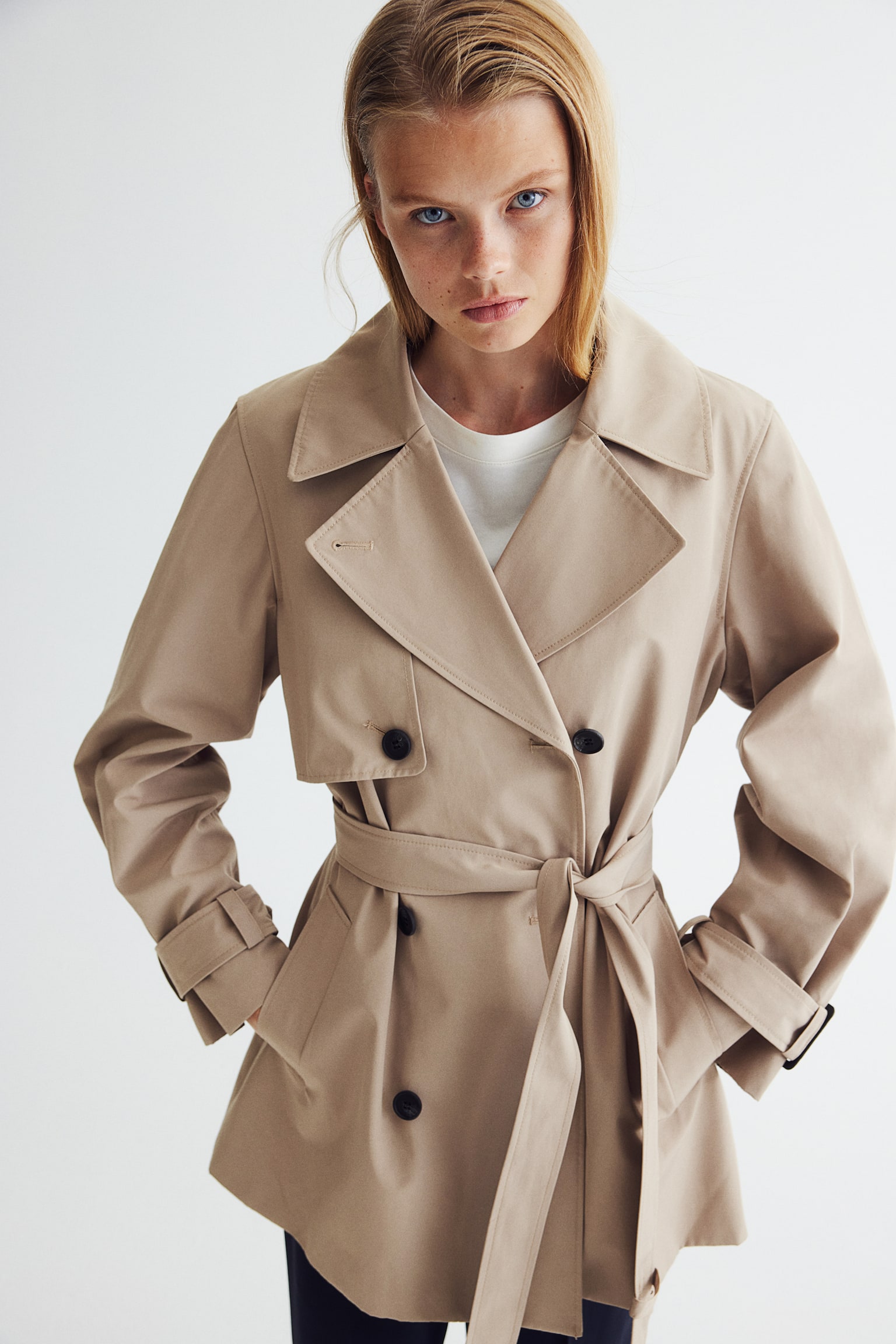 Short trench coat - Beige - 7