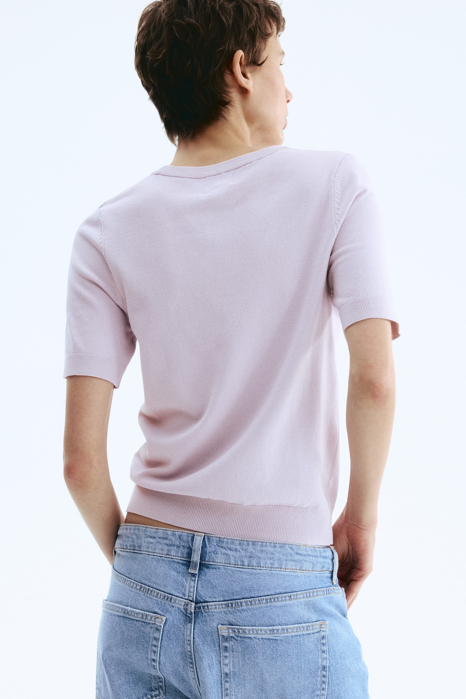 חולצה מסריג דק - לילך/אפור מלאנז'/שחור/חום כהה - 3