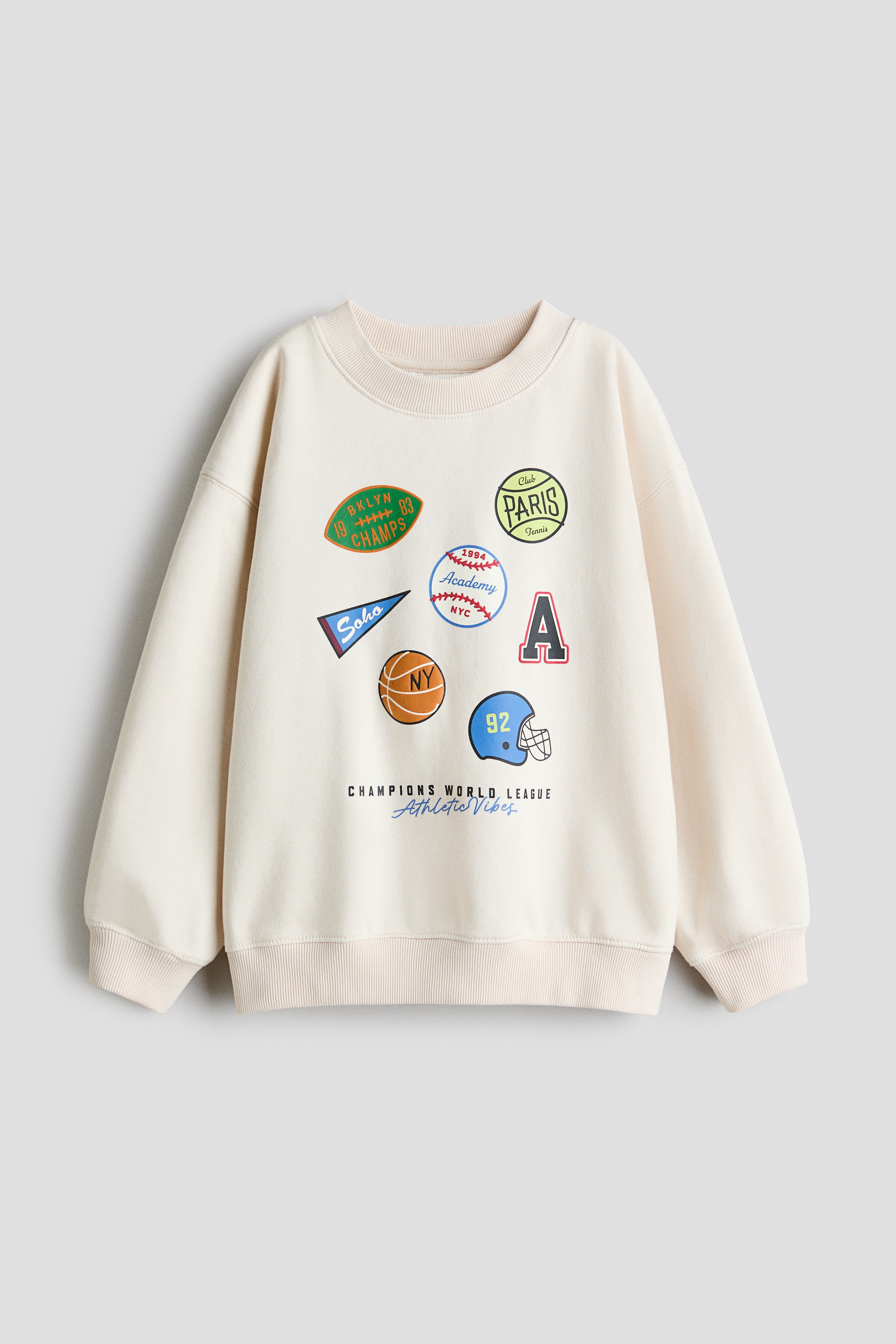 Sweatshirt med trykk - Lys beige/Sport/Lys beige/NASA/Marineblå/Club de Tennis/Grønn stripet/Dinosaur/Cream/Sort/Grønn/London/Dark green/Striped/Rød/Brooklyn/Marineblå/Dinosaur/Gråmelert/Saturn/HvitWhite/Triceratops/Mørk grå/St. Moritz/Mørk blå/Arizona/Hvit/Basketball League/Cream/T-Rex/Marineblå/Running Club
