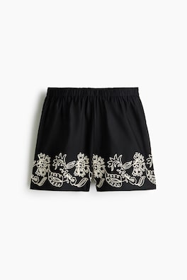 Broderade strandshorts i bomull