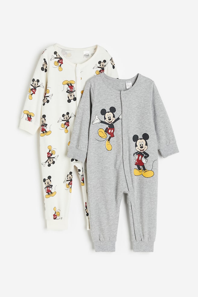 Lot de 2 pyjamas imprimés - Gris clair chiné/Mickey/Gris foncé/Mickey/Rouge foncé/Harry Potter/Bleu/Snoopy/dc/dc/dc/dc - 1