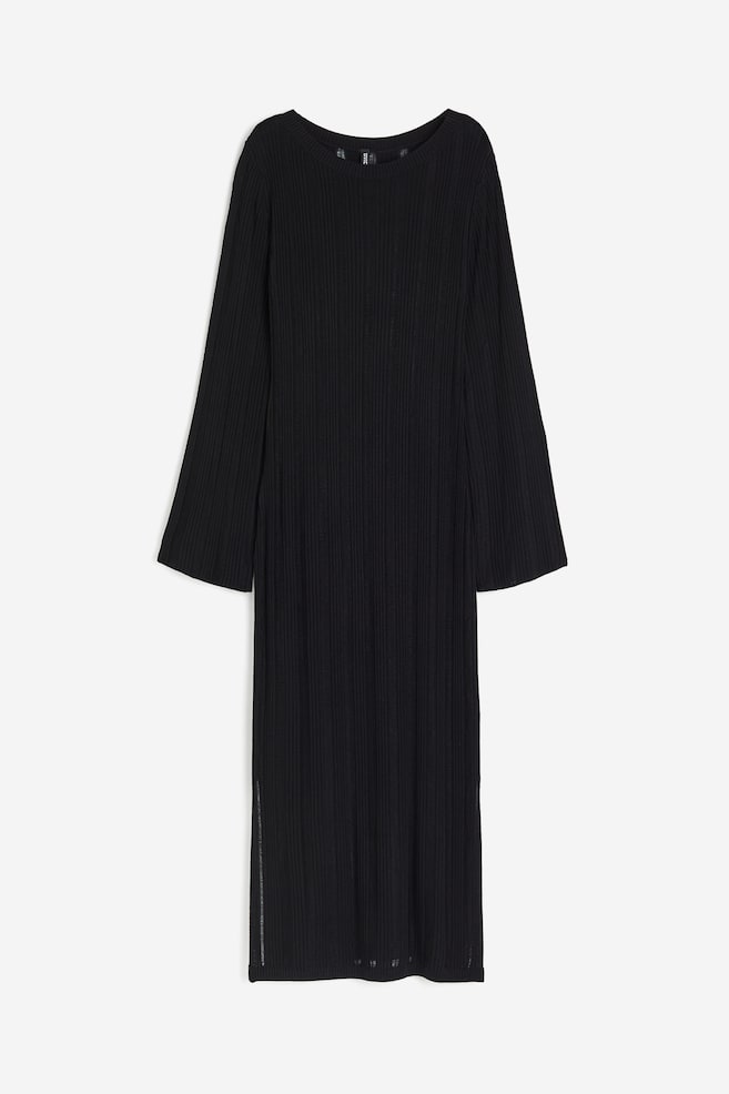 Textured-knit bodycon dress - Black/Light greige - 2