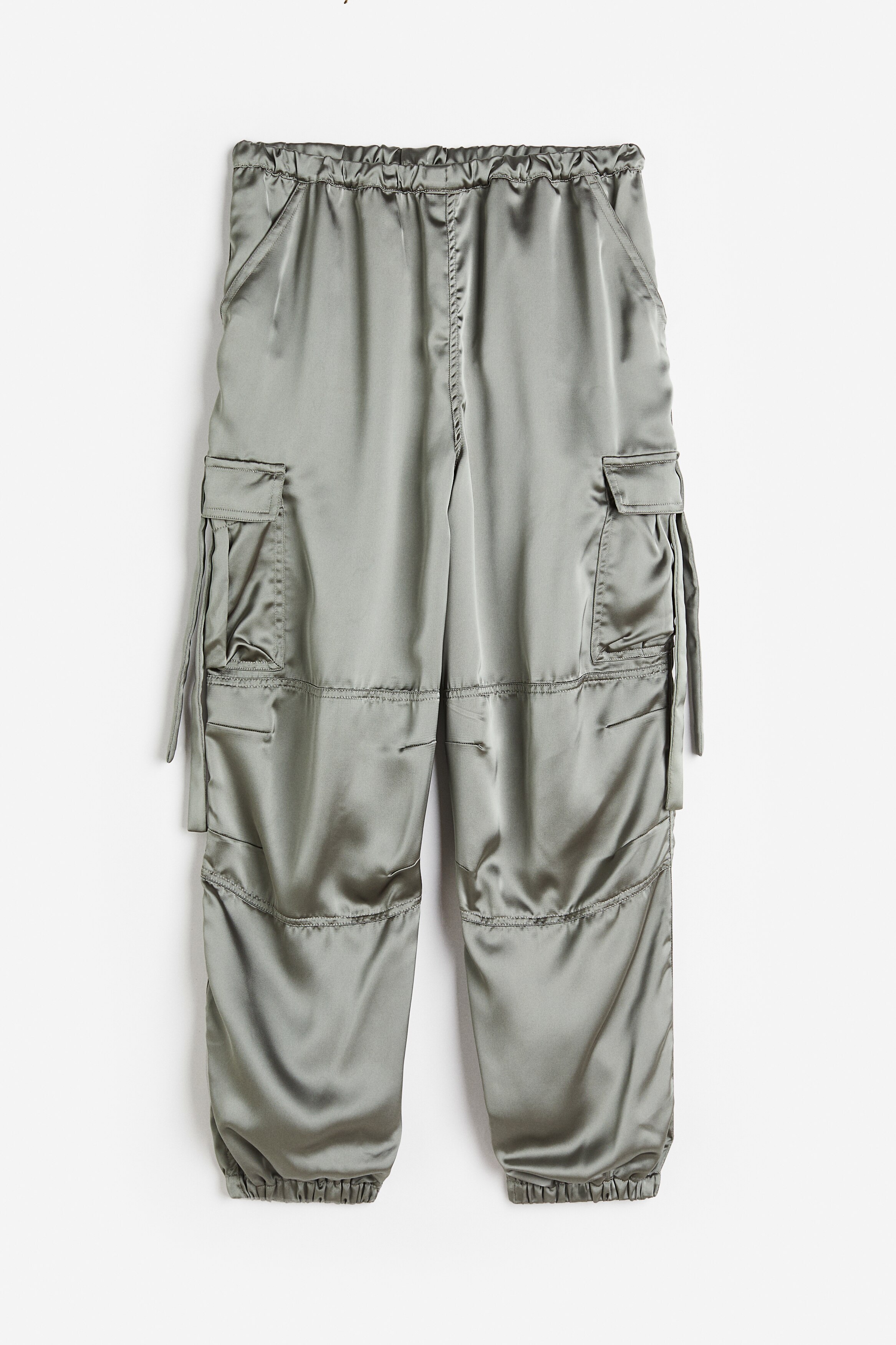 Women's Light khaki green Satin Parachute Pants | H&M CA