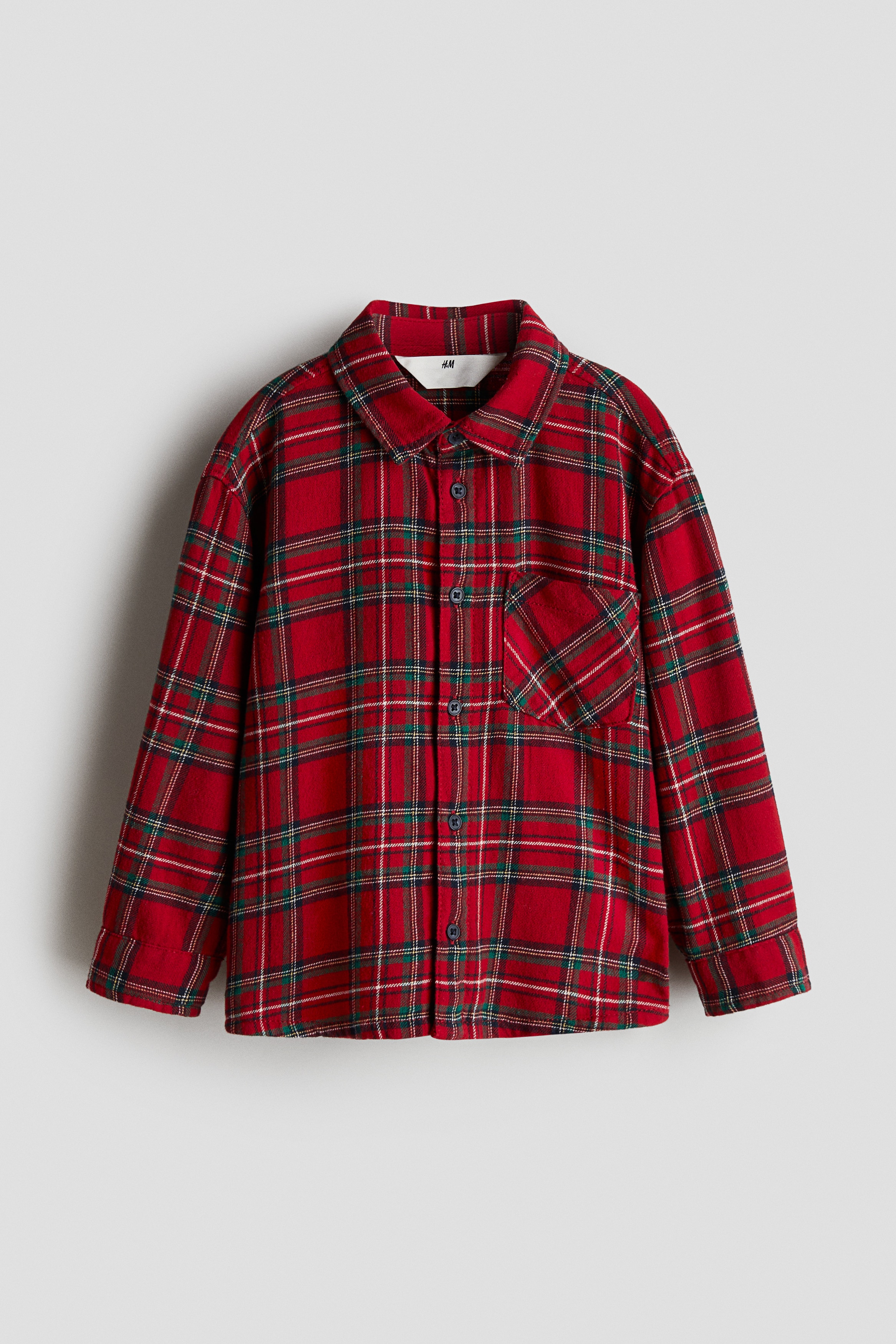 Cotton flannel shirt - Red/Checked/Navy blue/Brown checked