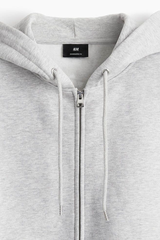Oversized-Fit Hooded Jacket-Gray melange - 3