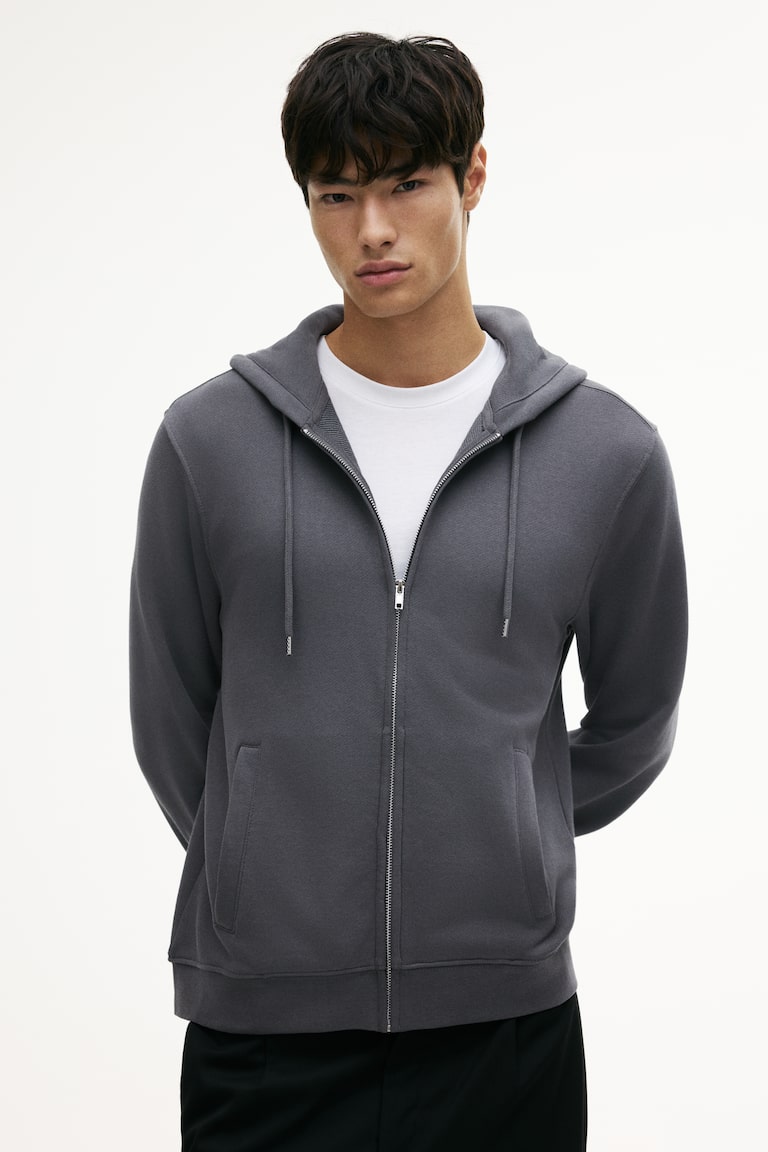 Regular Fit Zip-through hoodie Dark grey Men H&M IN