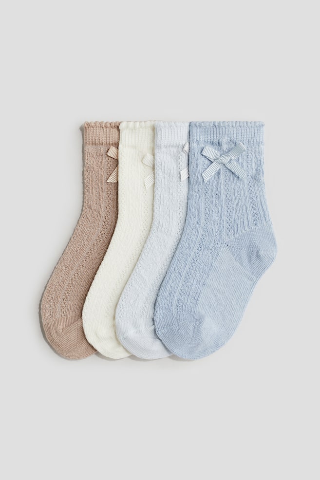 4-pack socks - Beige/Light blue/Light pink/White/Pink/Floral/Pink/Silver-coloured/Pink/Light purple/Beige/Light pink/Light purple/Pink/Light pink/Floral/Light pink/Hearts - 1