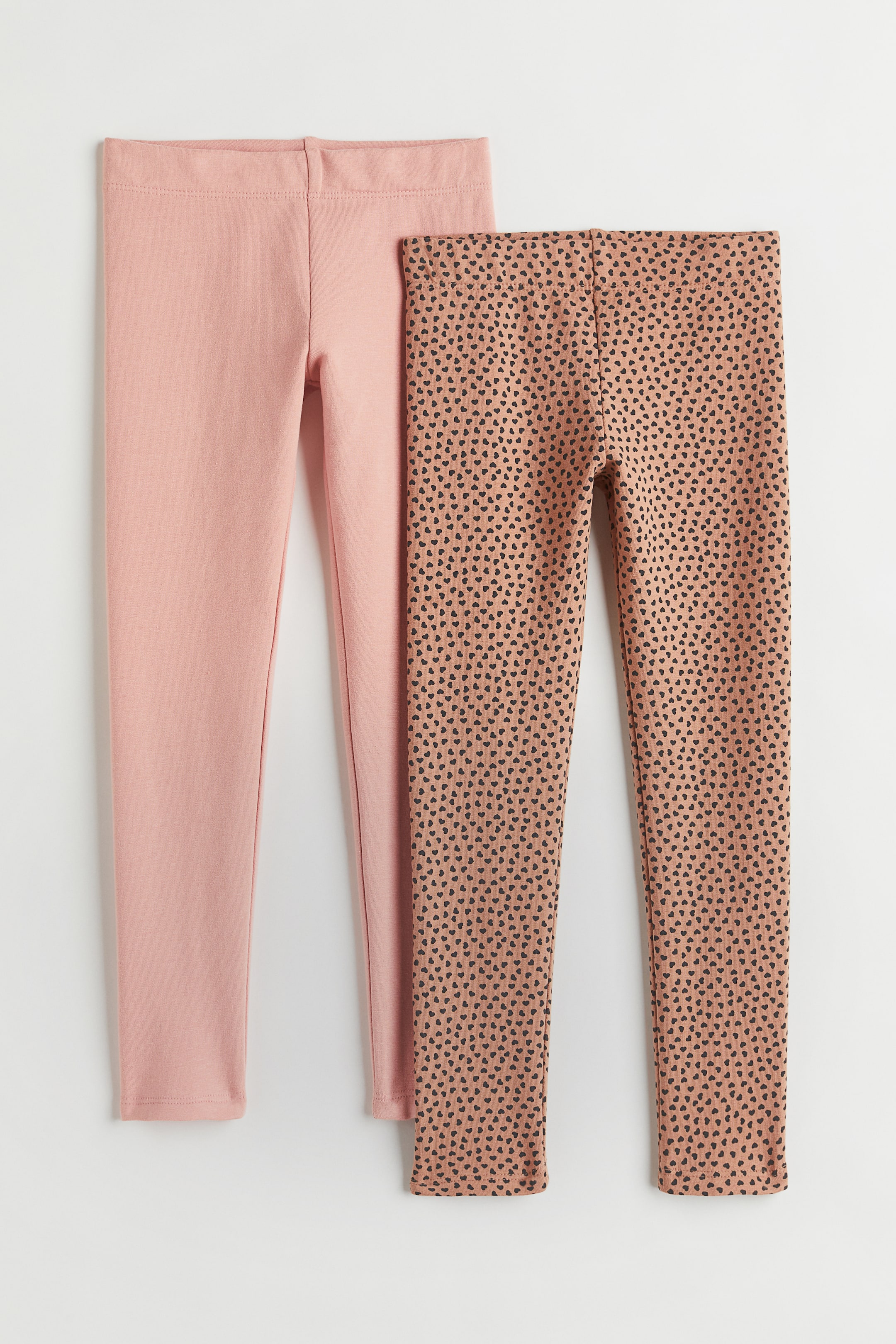 Xem ảnh lớn hơn: Bộ 2 quần legging dày dặn bằng jersey - Màu be/Trái tim - Kids | H&M VN 1