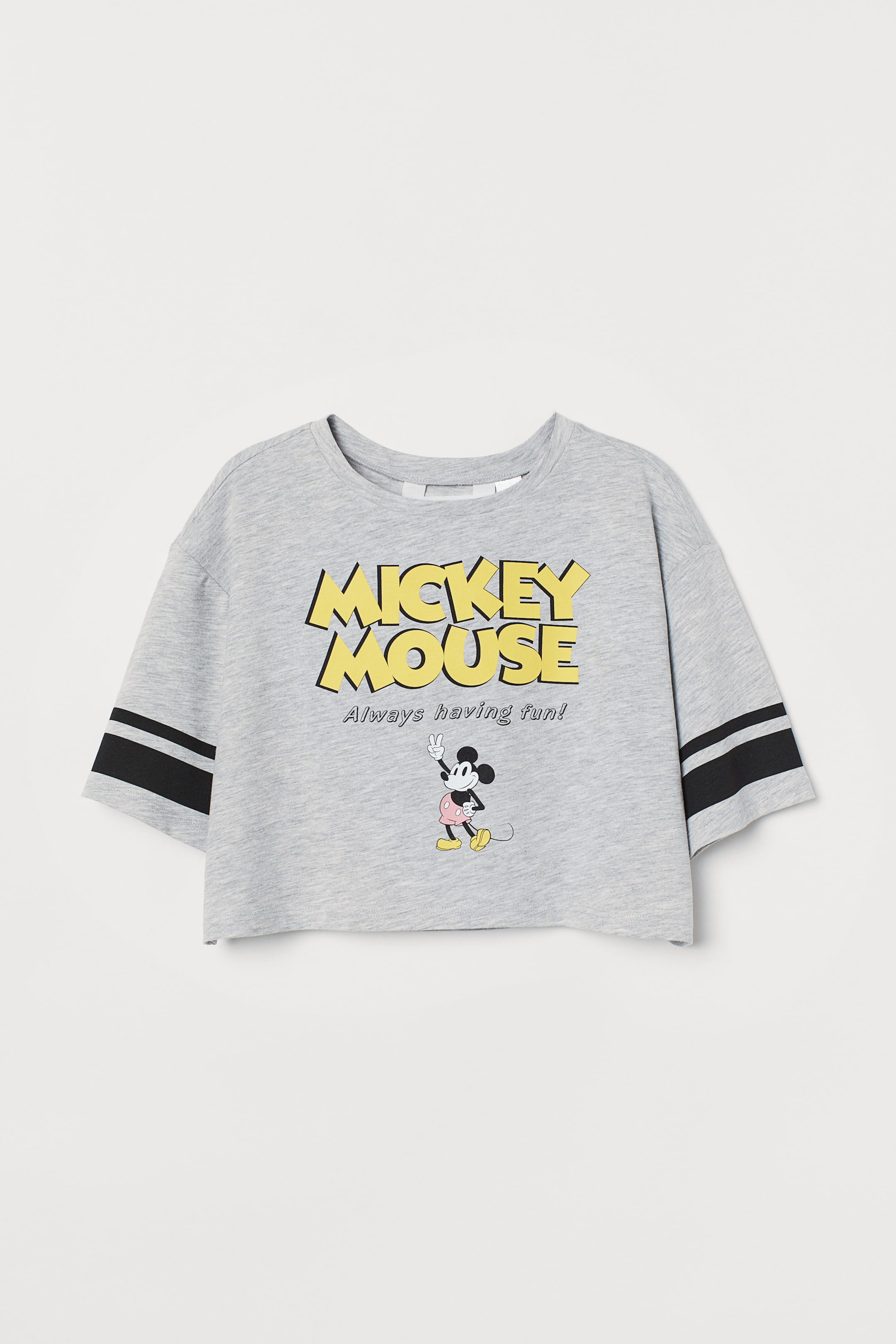 Größeres Bild ansehen: Kurzes Shirt mit Druck - Hellgraumeliert/Micky Maus - Kids | H&M DE 1